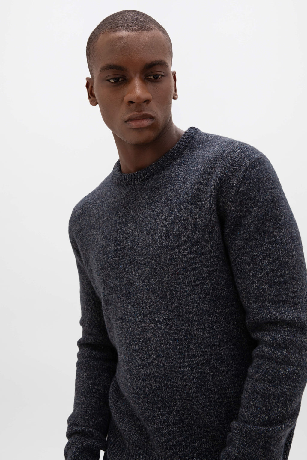 Johnstons of Elgin - Donegal Cashmere Marl Dark Navy Jumper