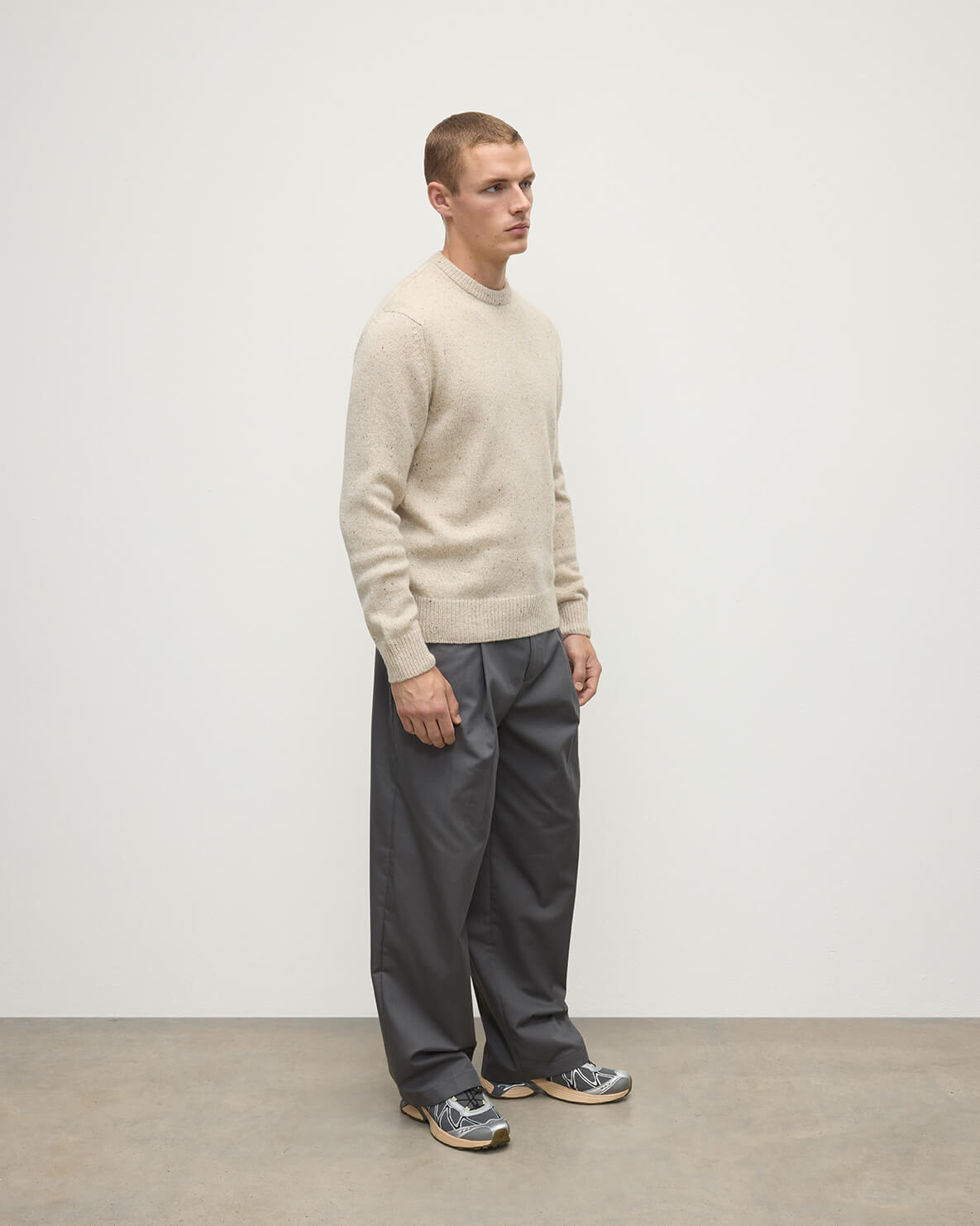 Johnstons of Elgin - Cream Donegal Cashmere Marl Jumper