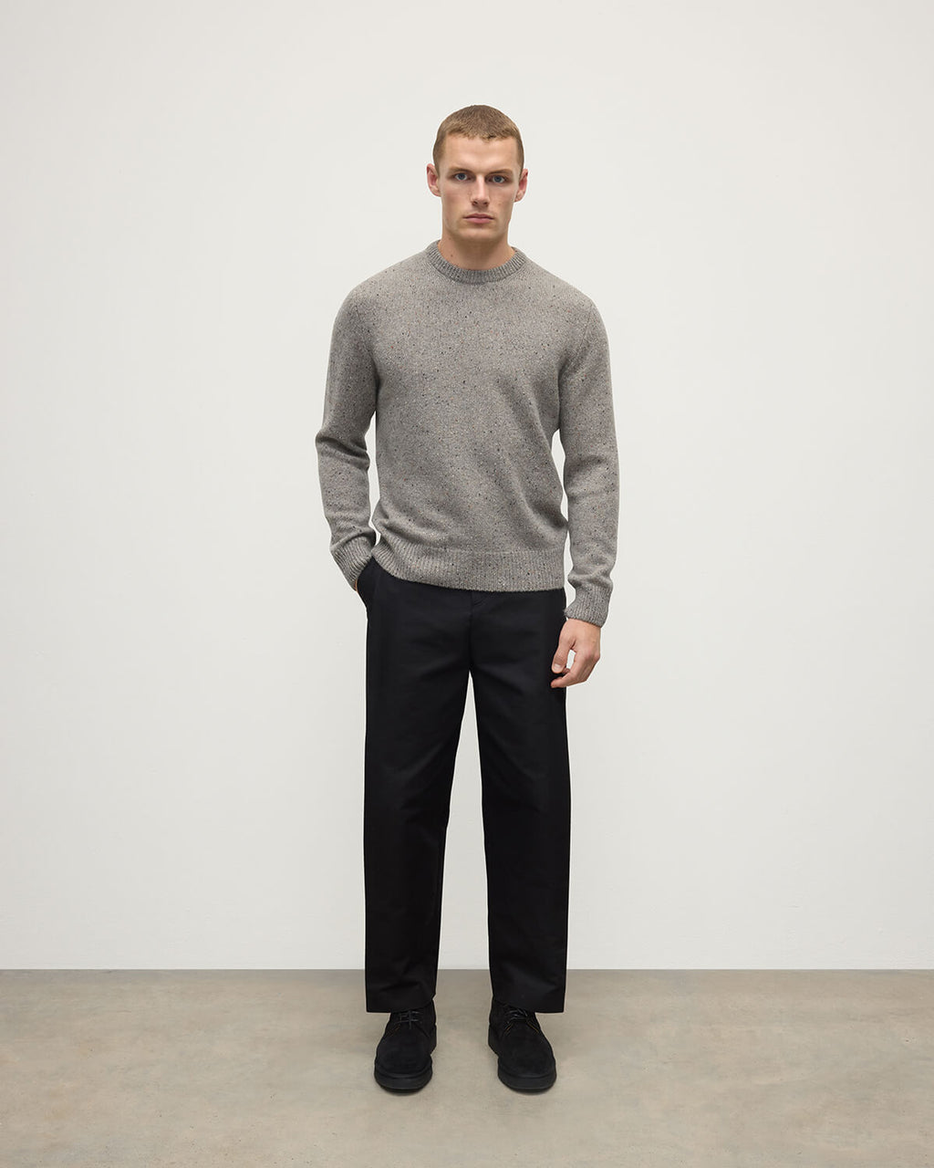 Johnstons of Elgin - Grey Donegal Cashmere Marl Jumper