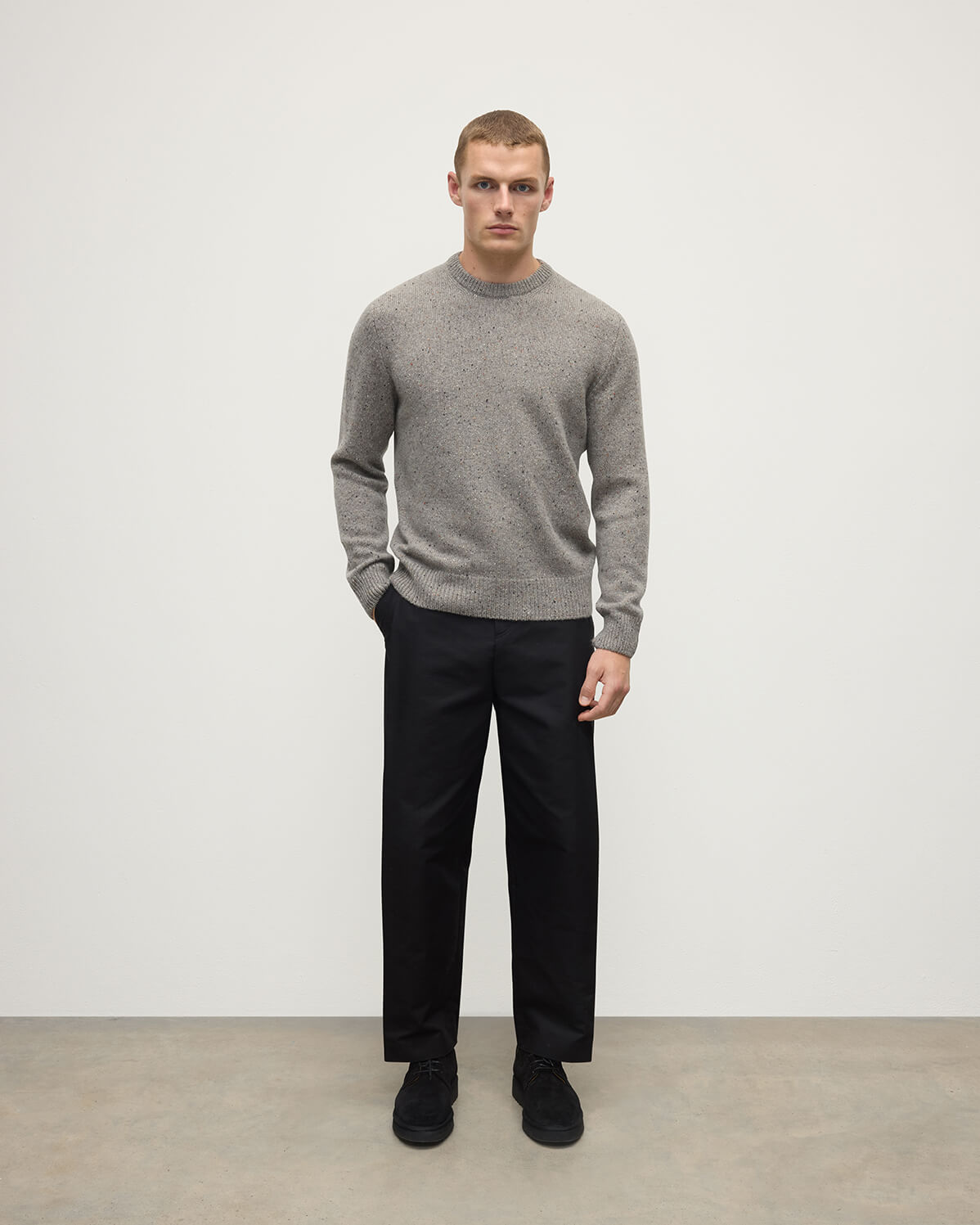 Johnstons of Elgin - Grey Donegal Cashmere Marl Jumper
