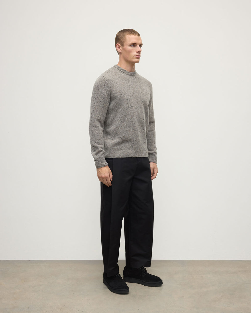 Johnstons of Elgin - Grey Donegal Cashmere Marl Jumper