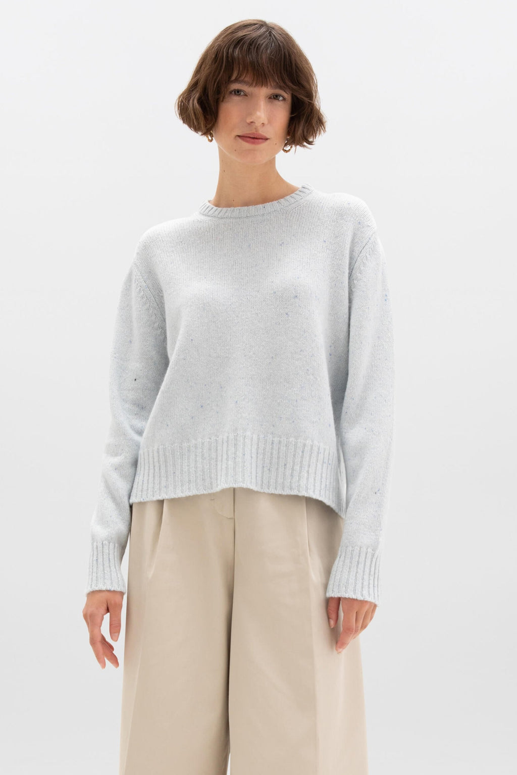 Johnstons of Elgin - Cropped Donegal Light Blue Cashmere Jumper