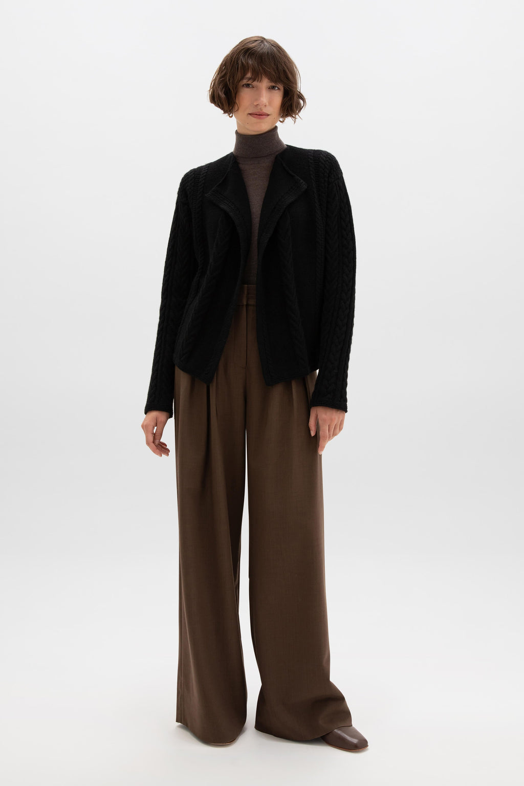 Johnstons of Elgin - Aran Cable Cashmere Waterfall Cardigan