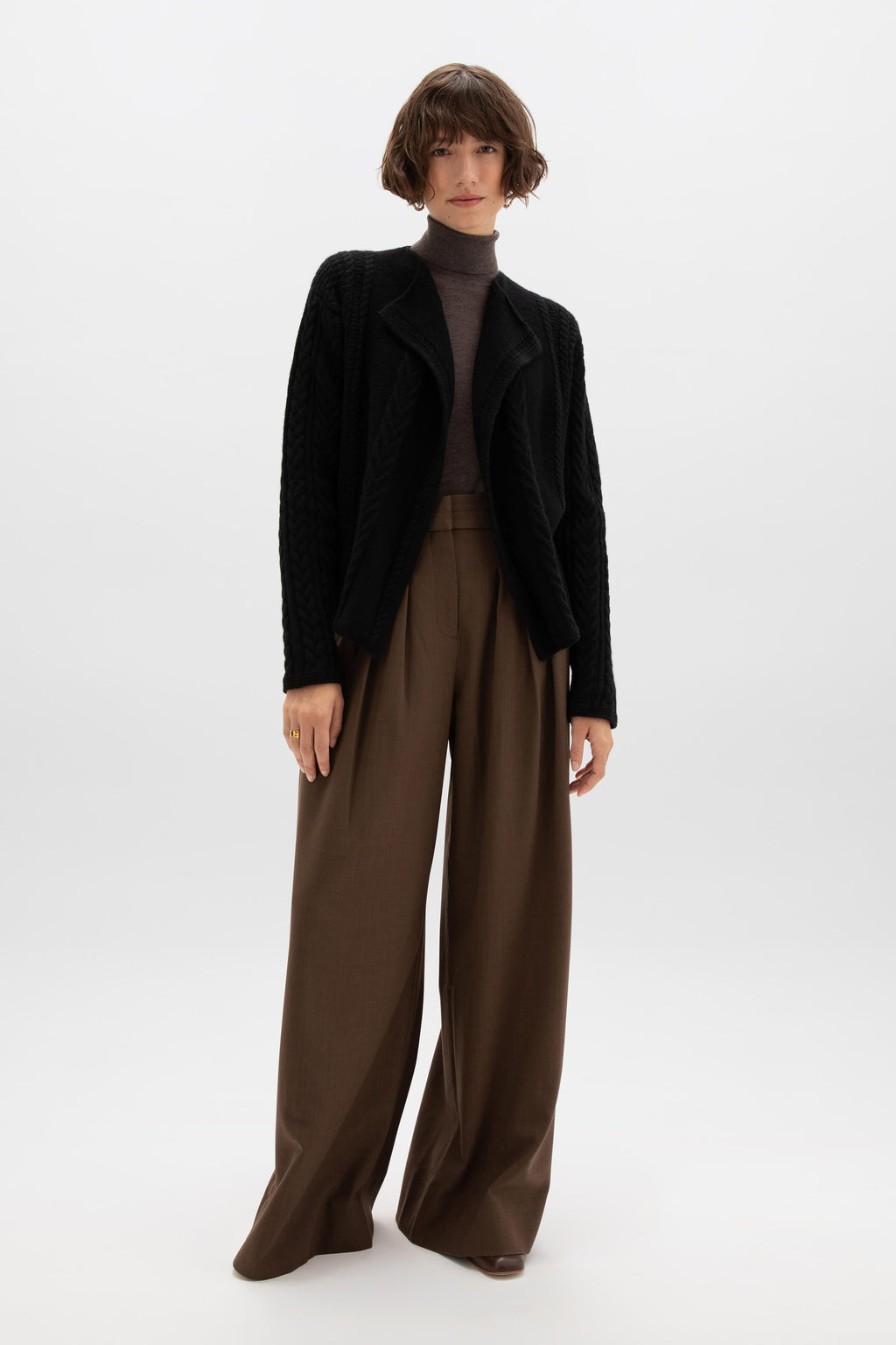 Johnstons of Elgin - Aran Cable Cashmere Waterfall Cardigan