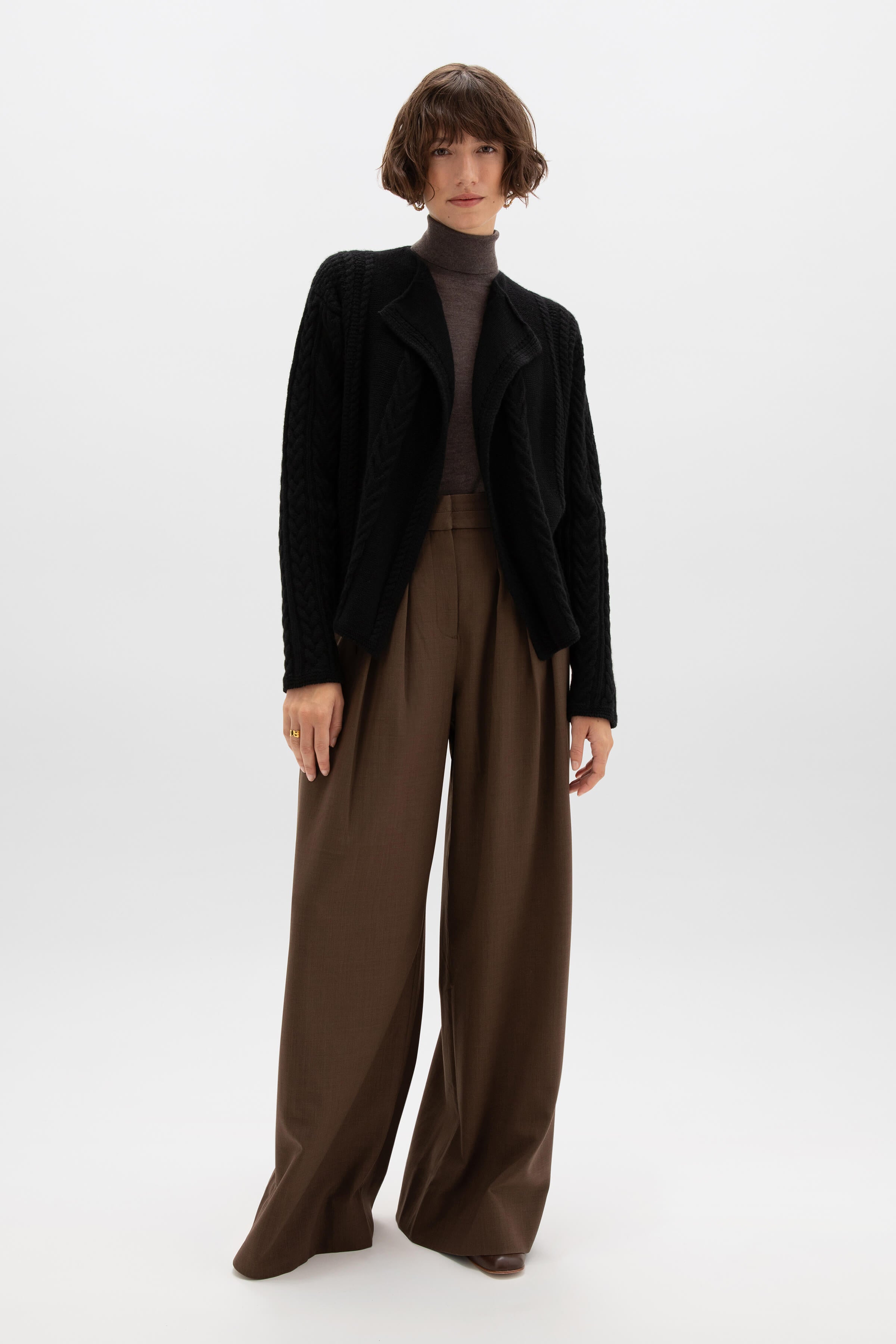Johnstons of Elgin - Aran Cable Cashmere Waterfall Cardigan