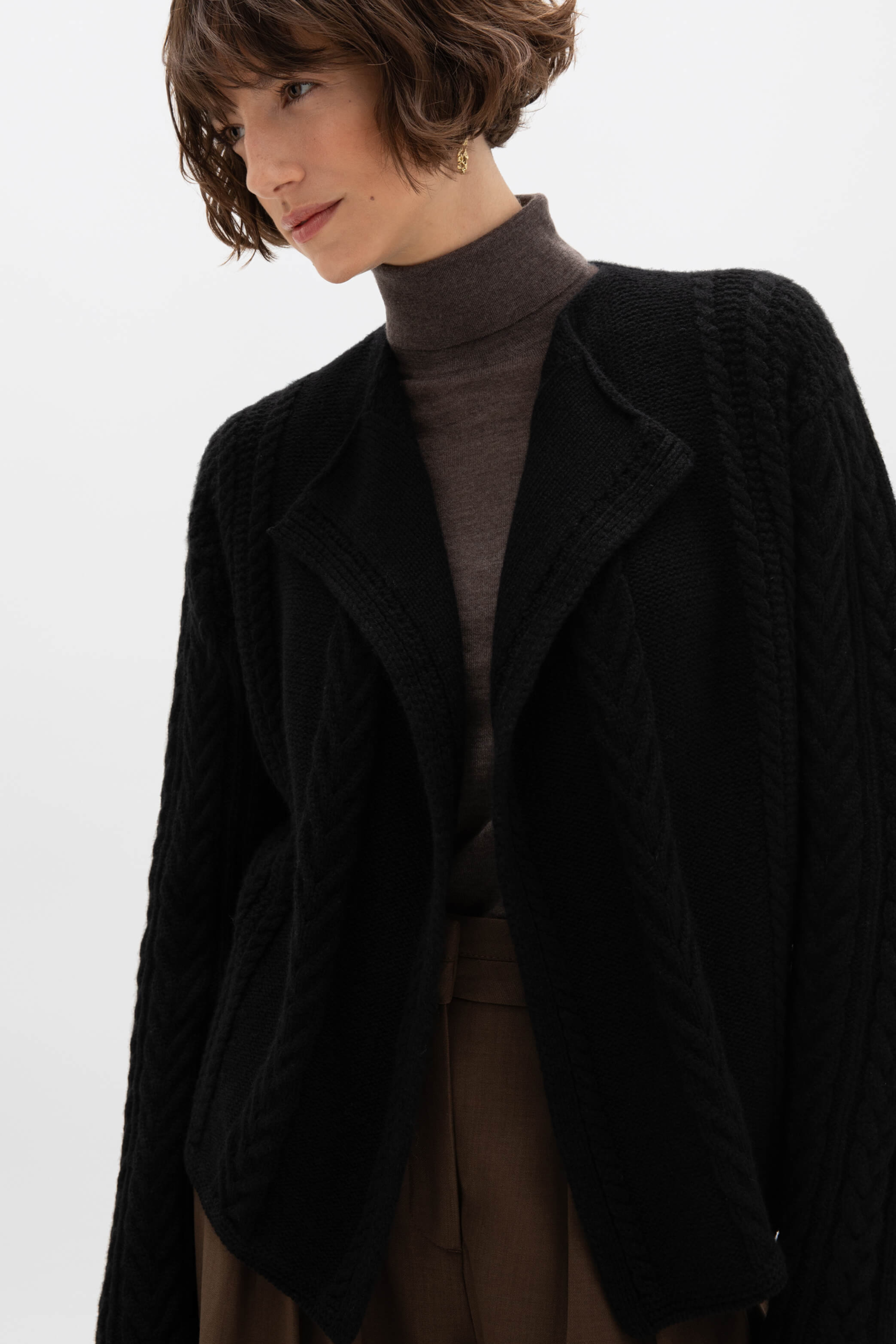 Johnstons of Elgin - Aran Cable Cashmere Waterfall Cardigan