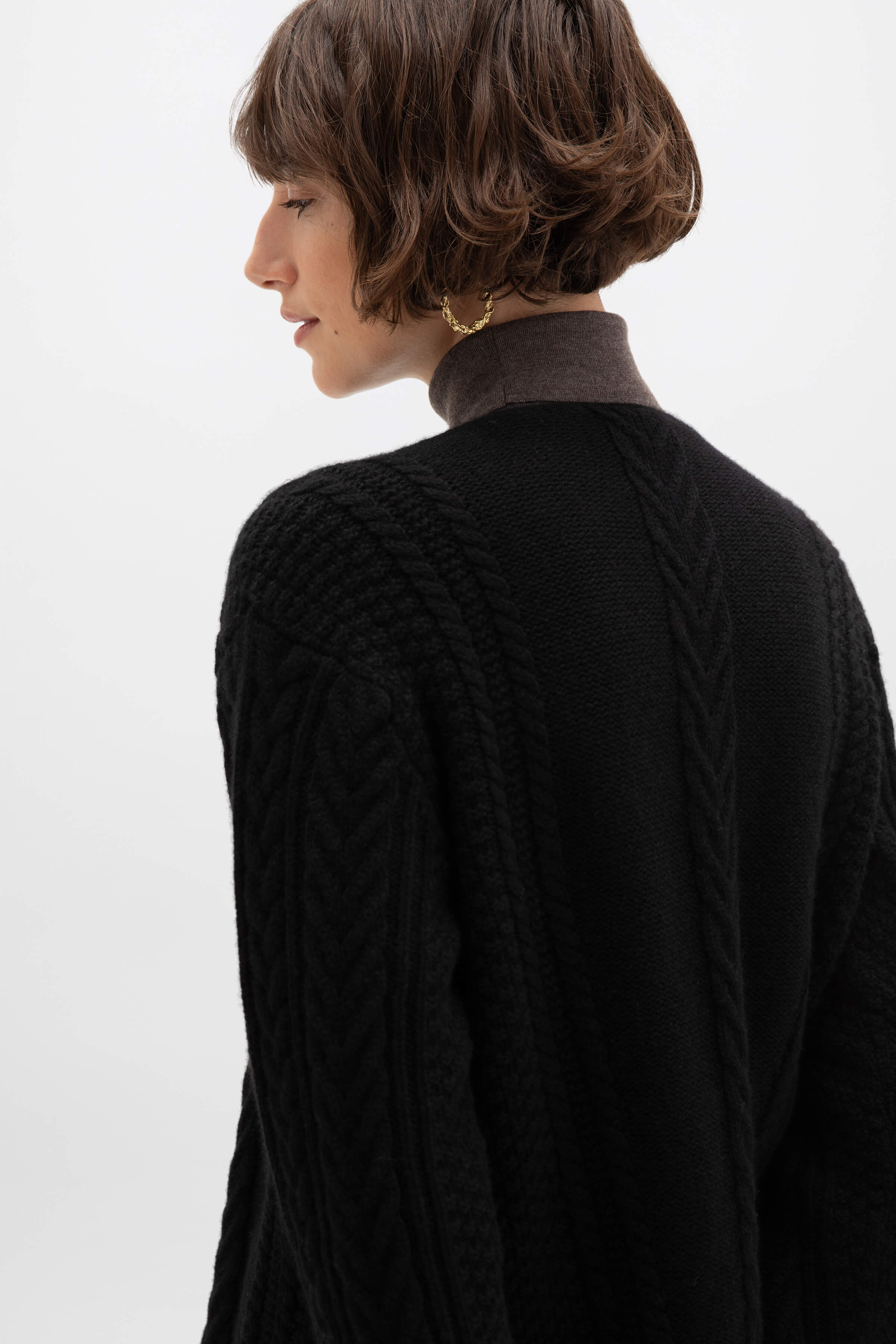 Johnstons of Elgin - Aran Cable Cashmere Waterfall Cardigan