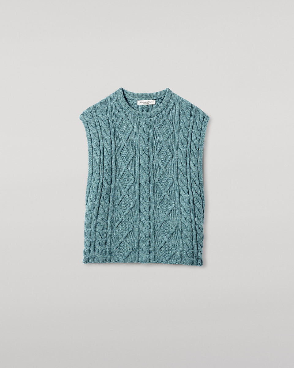 Johnstons of Elgin - Aran Cable Green Cashmere Tank