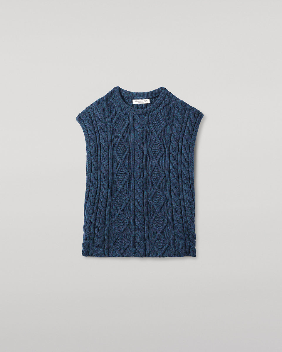 Johnstons of Elgin - Aran Cable Navy Cashmere Tank