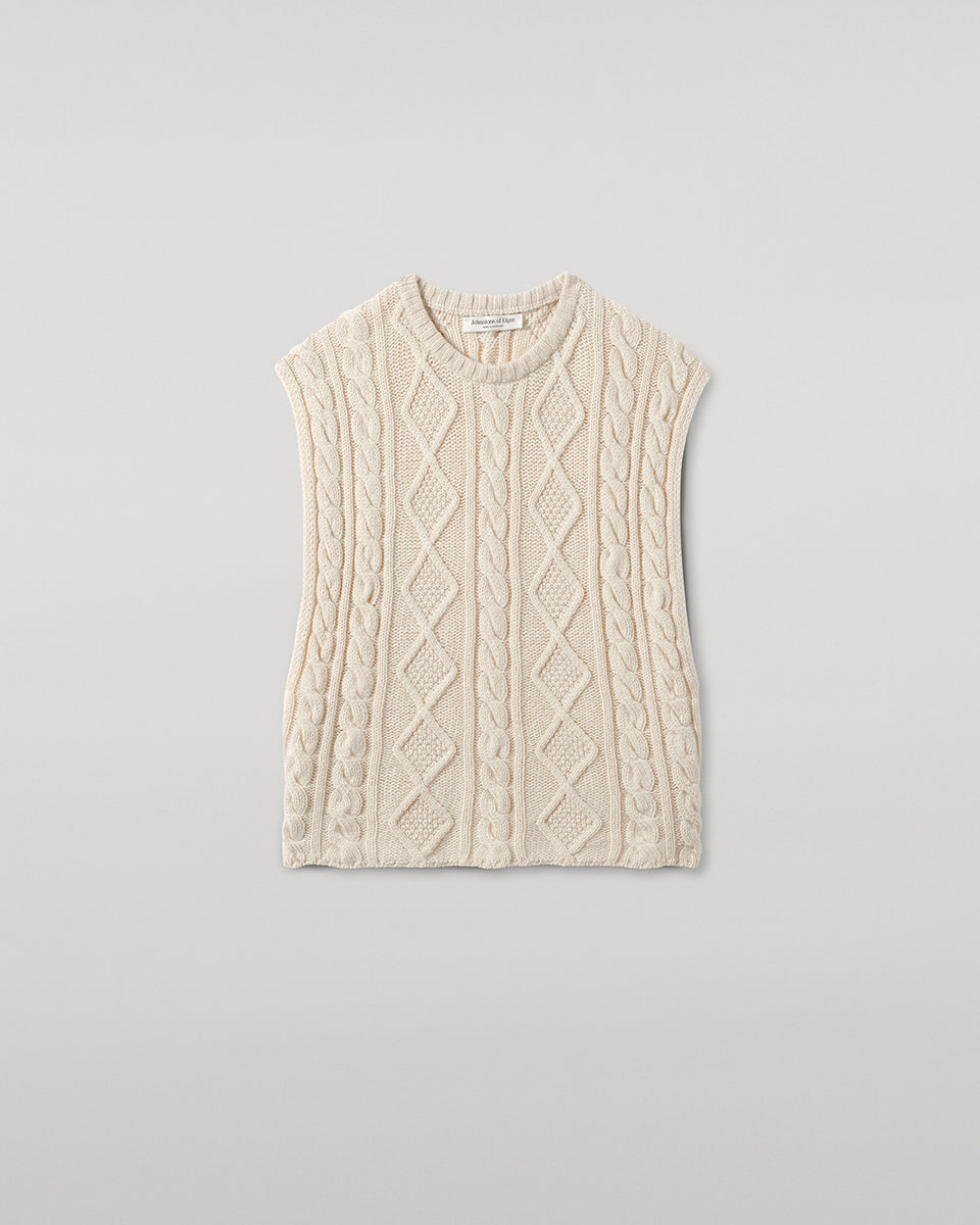 Johnstons of Elgin - Aran Cable Cream Cashmere Tank