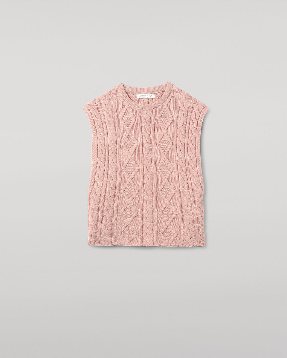 Johnstons of Elgin - Aran Cable Pink Cashmere Tank