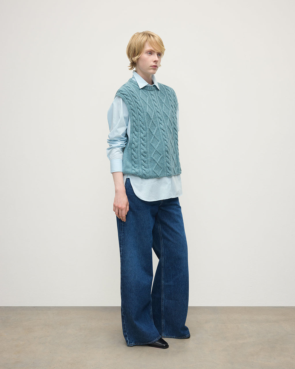 Johnstons of Elgin - Aran Cable Green Cashmere Tank