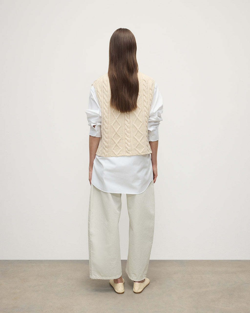 Johnstons of Elgin - Aran Cable Cream Cashmere Tank