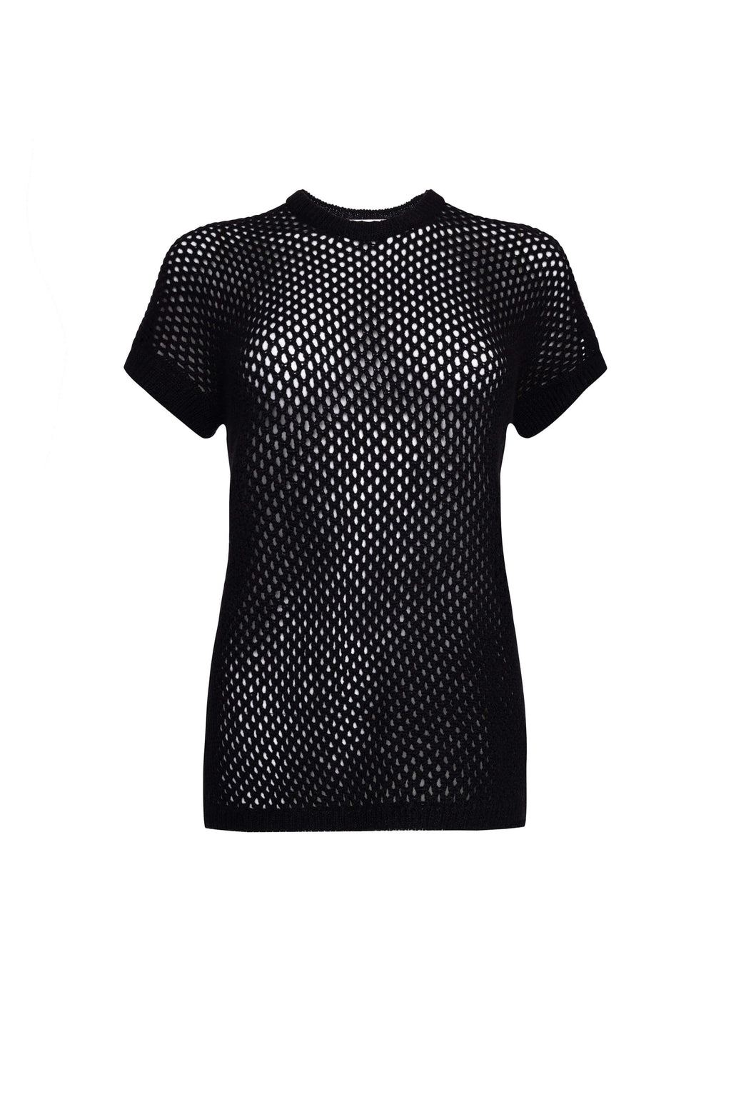 Johnstons of Elgin - Crochet Cashmere Black T - Shirt