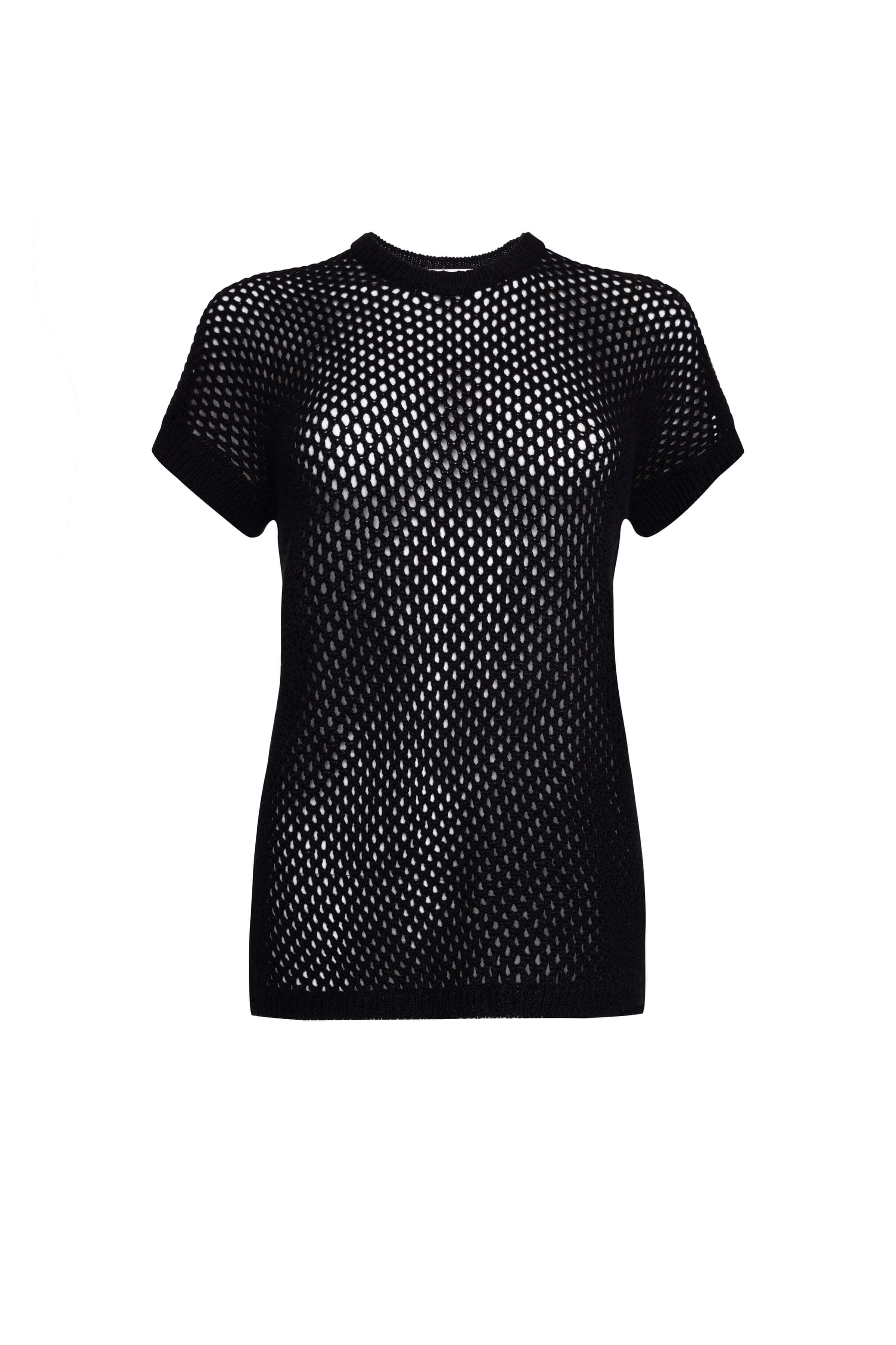 Johnstons of Elgin - Crochet Cashmere Black T - Shirt
