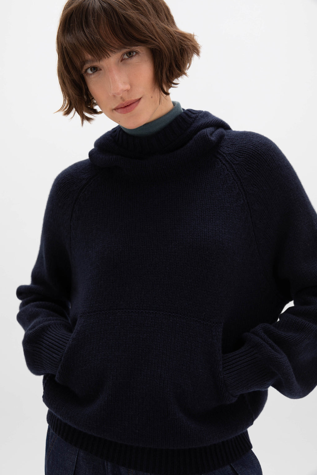 Johnstons of Elgin - Oversized Dark Navy Cashmere Hoodie