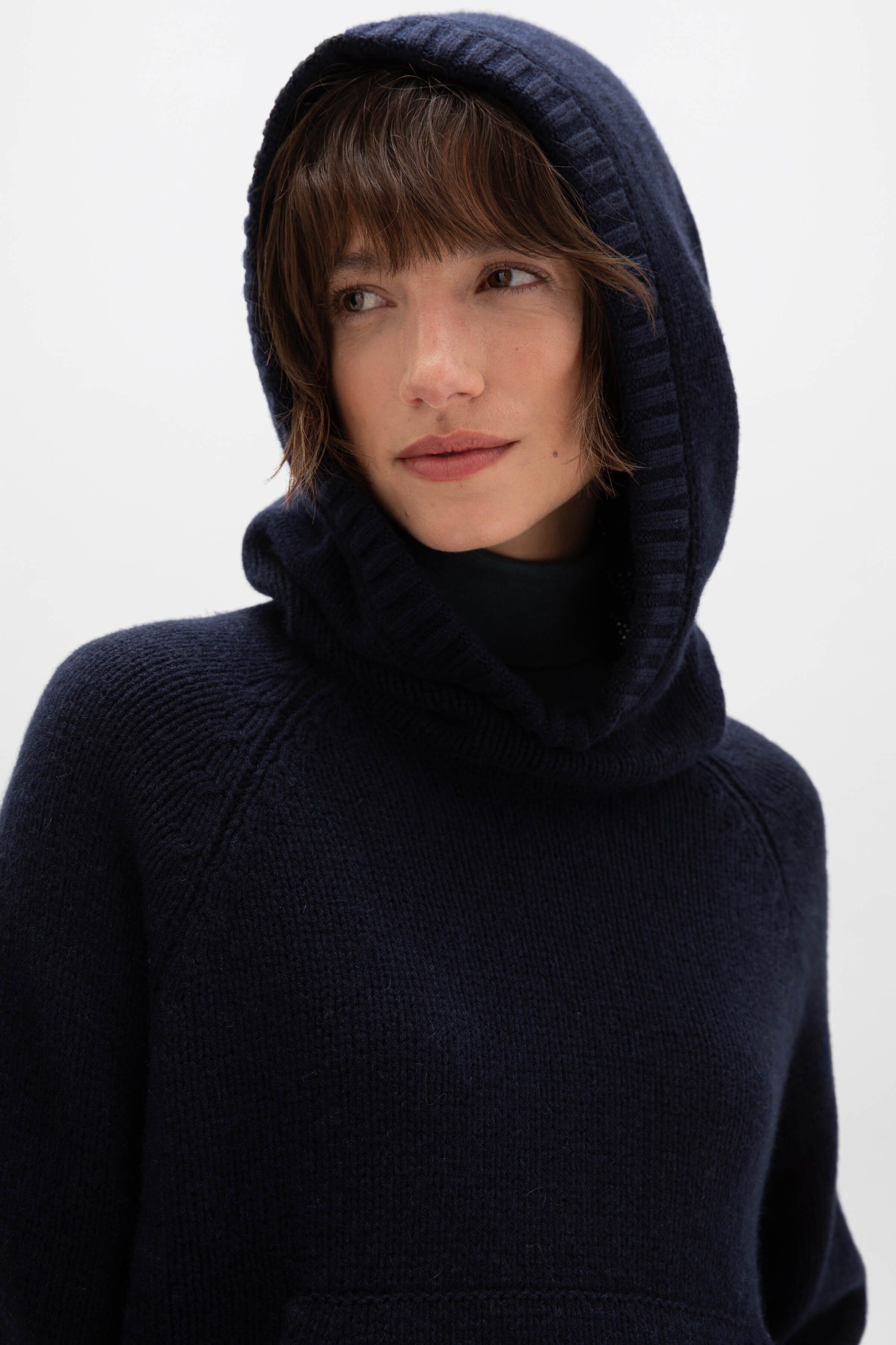 Johnstons of Elgin - Oversized Dark Navy Cashmere Hoodie