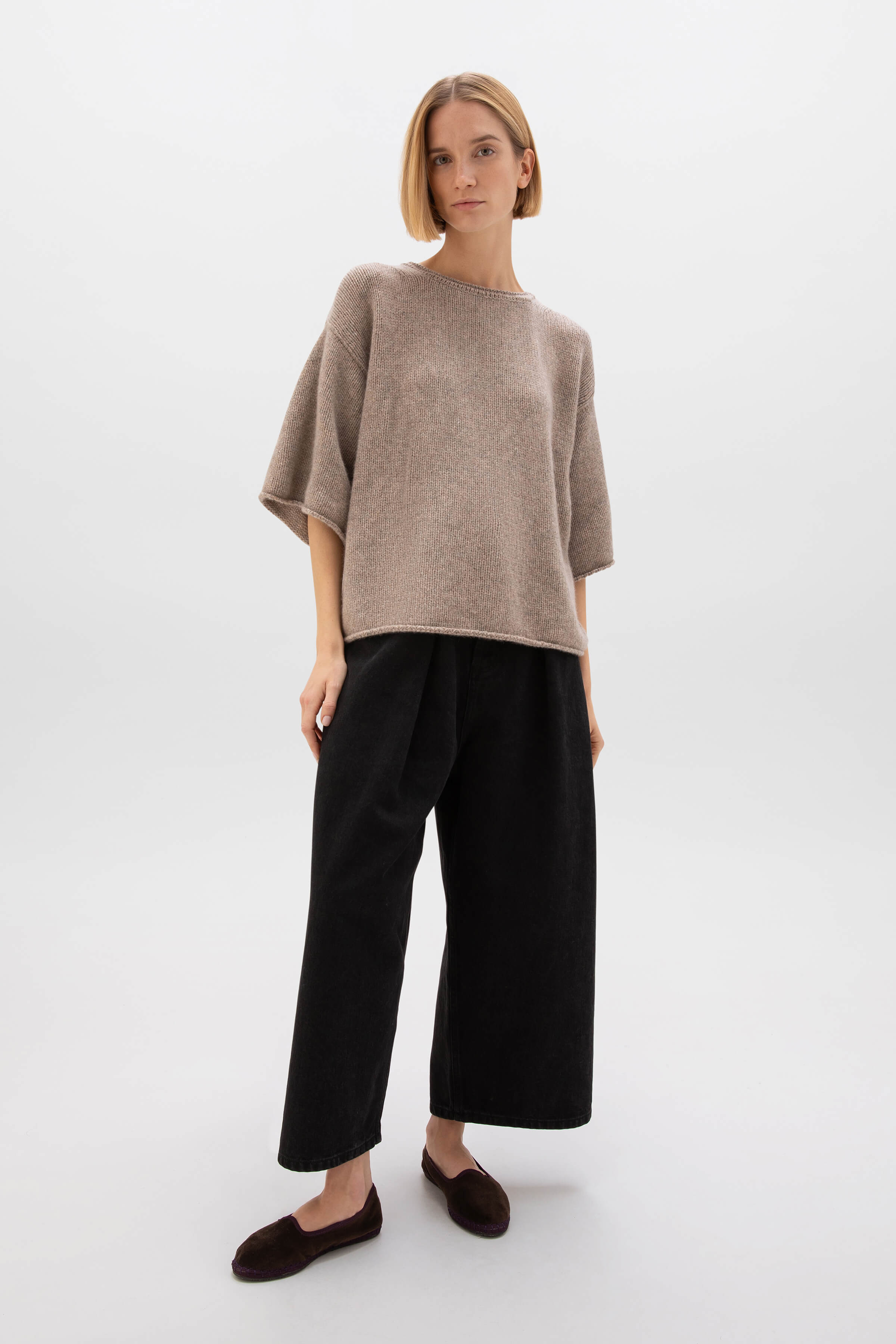 Johnstons of Elgin - Boat Neck Light Brown Cashmere Jumper
