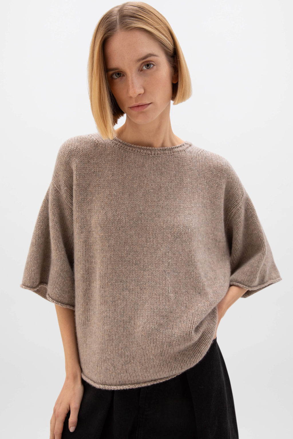 Johnstons of Elgin - Boat Neck Light Brown Cashmere Jumper