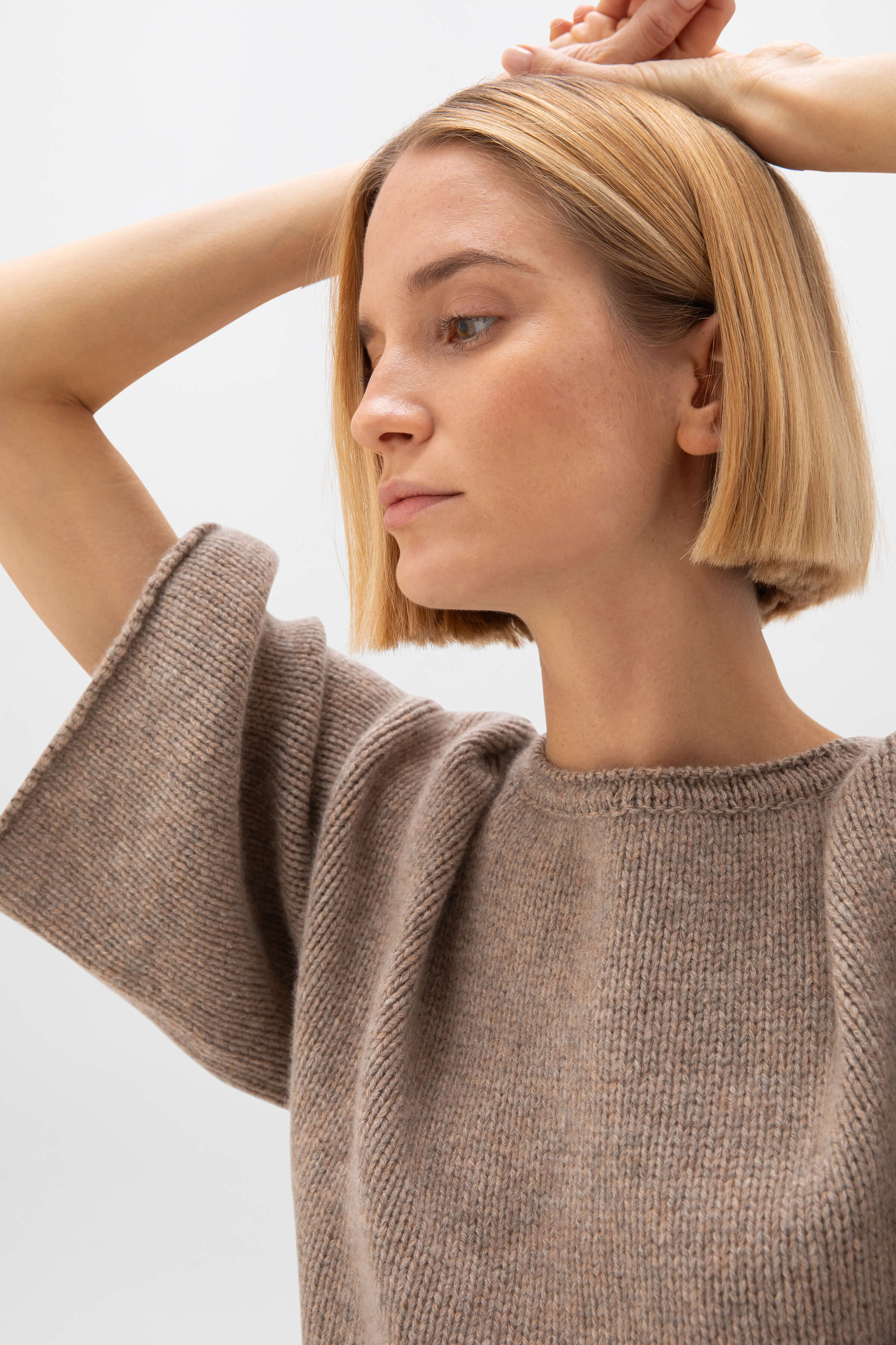 Johnstons of Elgin - Boat Neck Light Brown Cashmere Jumper