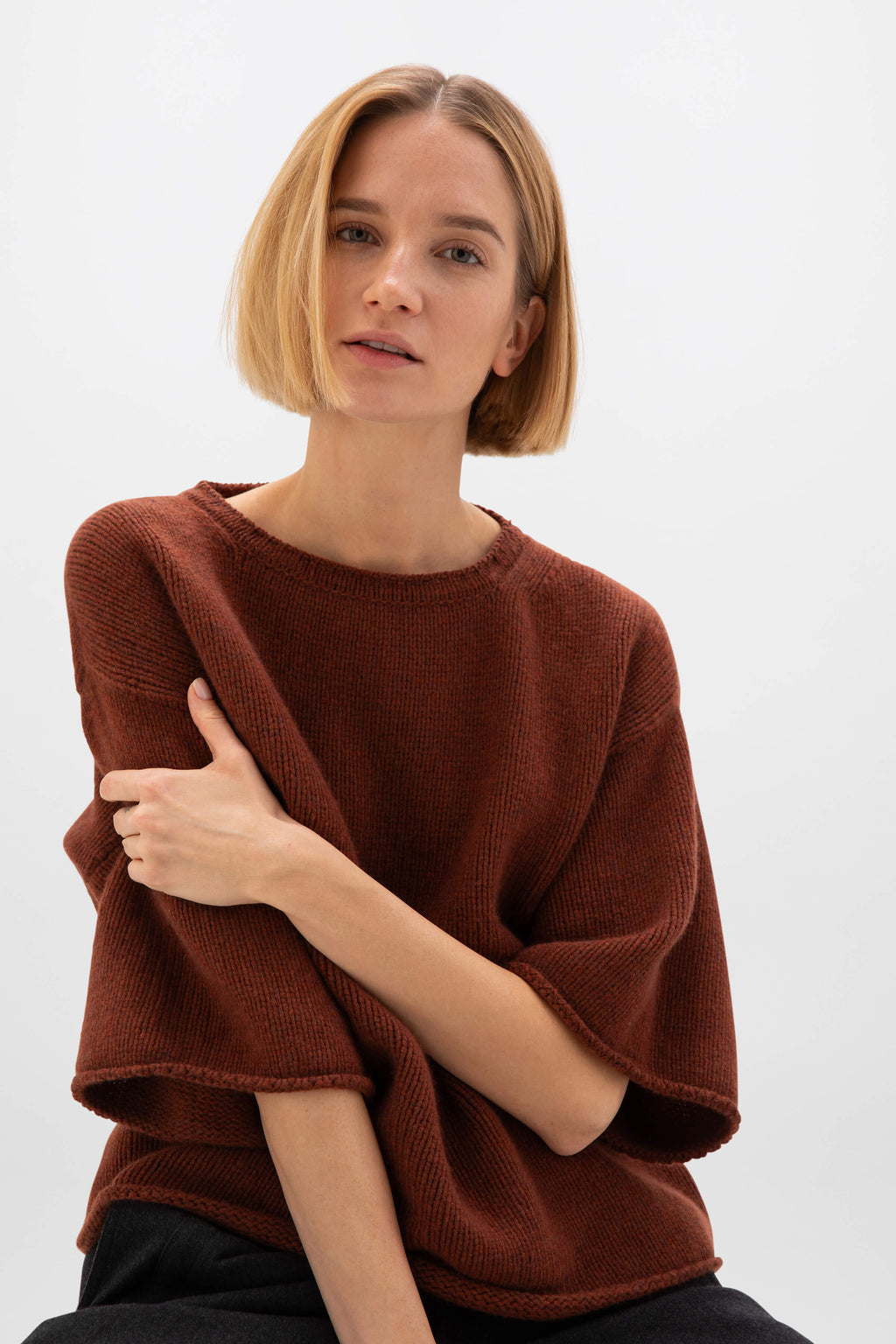 Johnstons of Elgin - Boat Neck Deep Red Cashmere Jumper