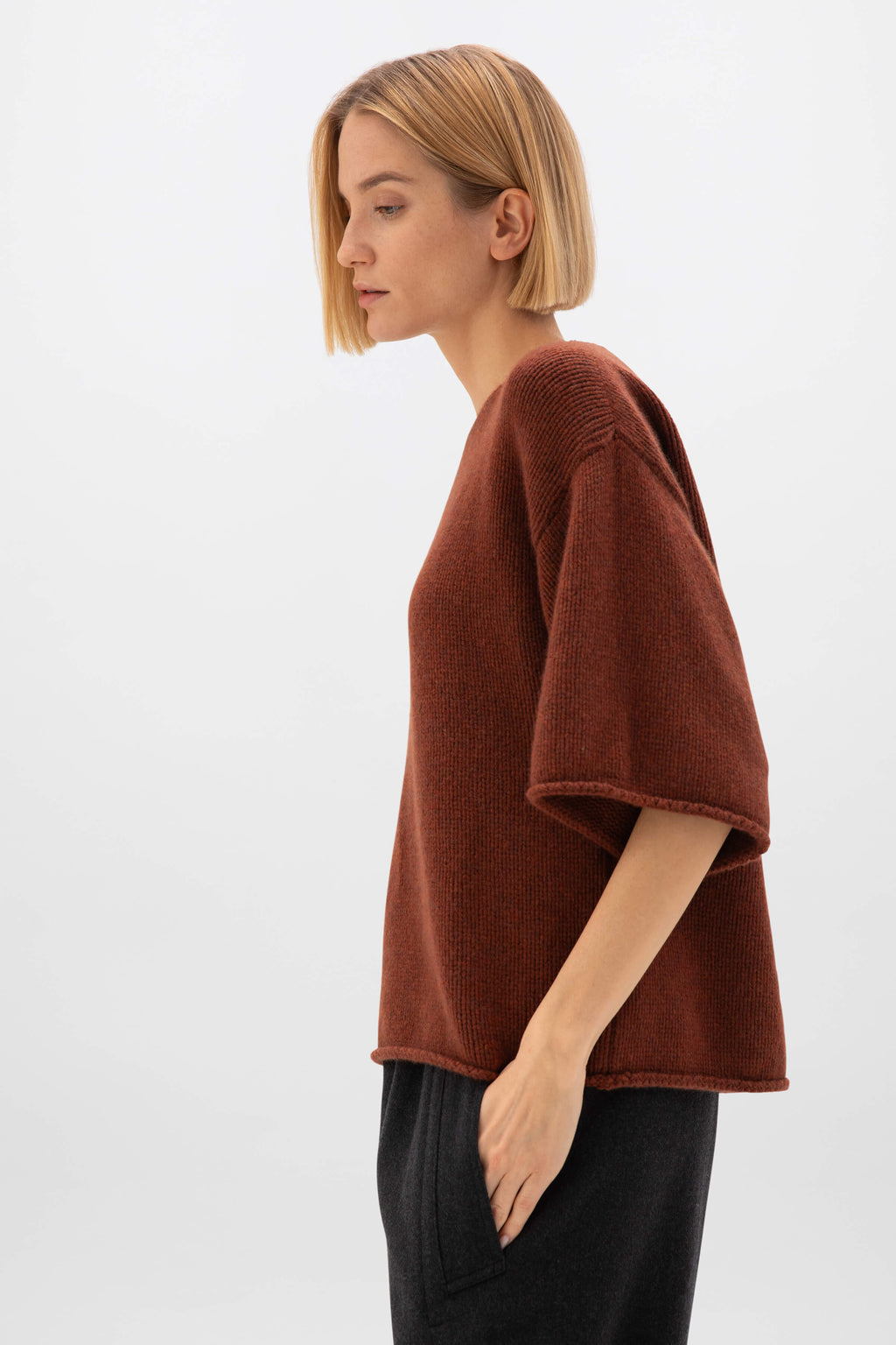 Johnstons of Elgin - Boat Neck Deep Red Cashmere Jumper