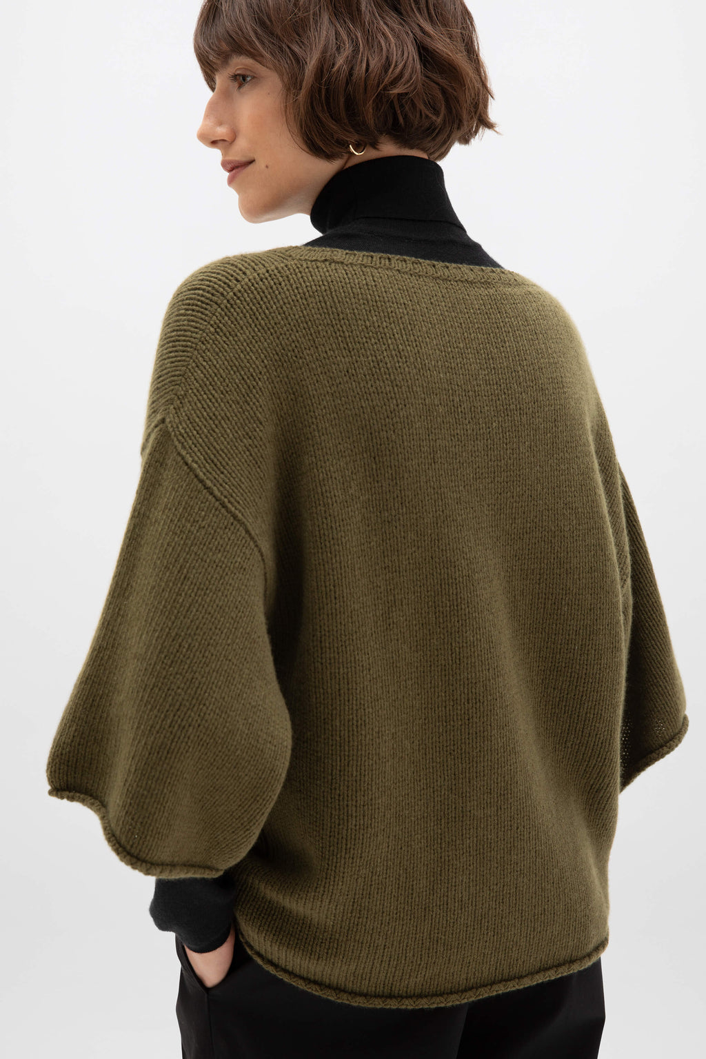 Johnstons of Elgin - Boat Neck Olive Green Cashmere Jumper