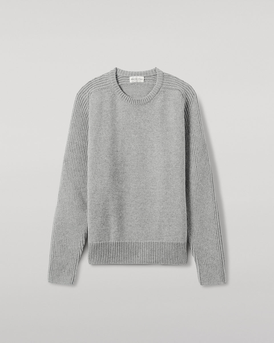 Johnstons of Elgin - Ribbed Light Grey Cashmere Jumper