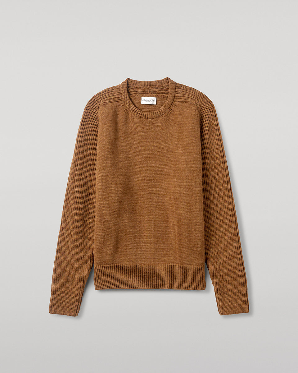 Johnstons of Elgin - Ribbed Dark Camel Cashmere Jumper