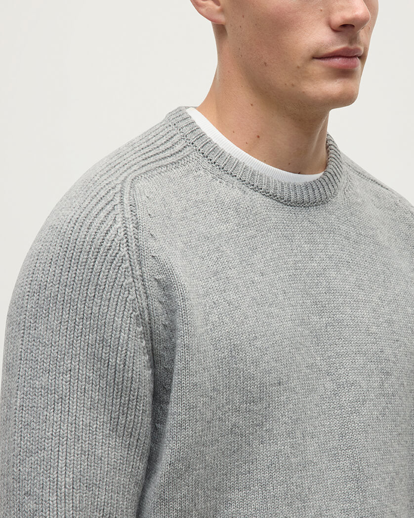 Johnstons of Elgin - Ribbed Light Grey Cashmere Jumper