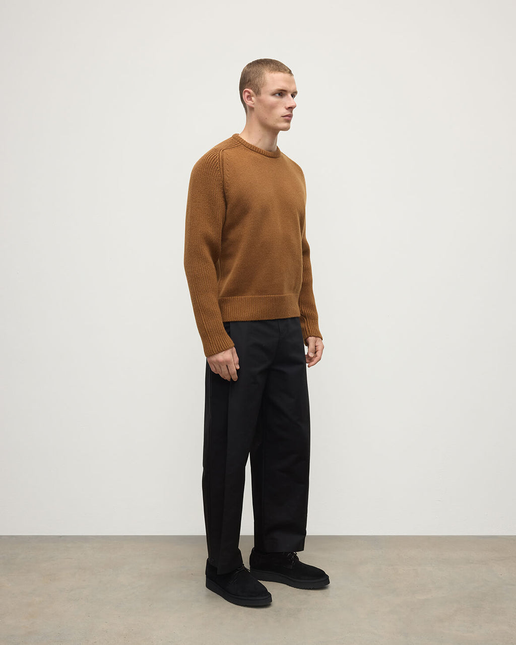 Johnstons of Elgin - Ribbed Dark Camel Cashmere Jumper