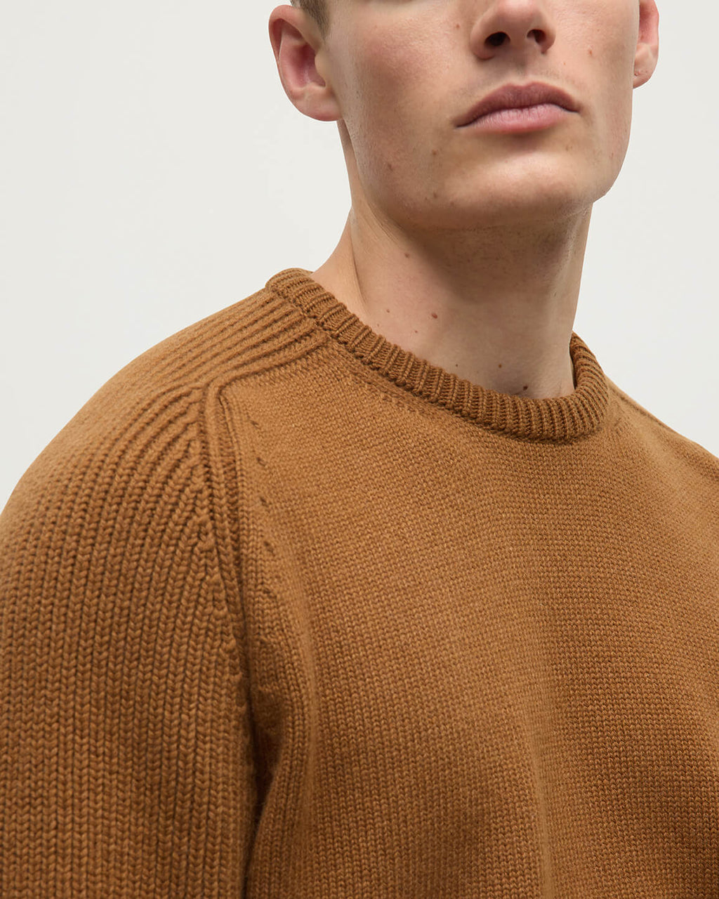 Johnstons of Elgin - Ribbed Dark Camel Cashmere Jumper