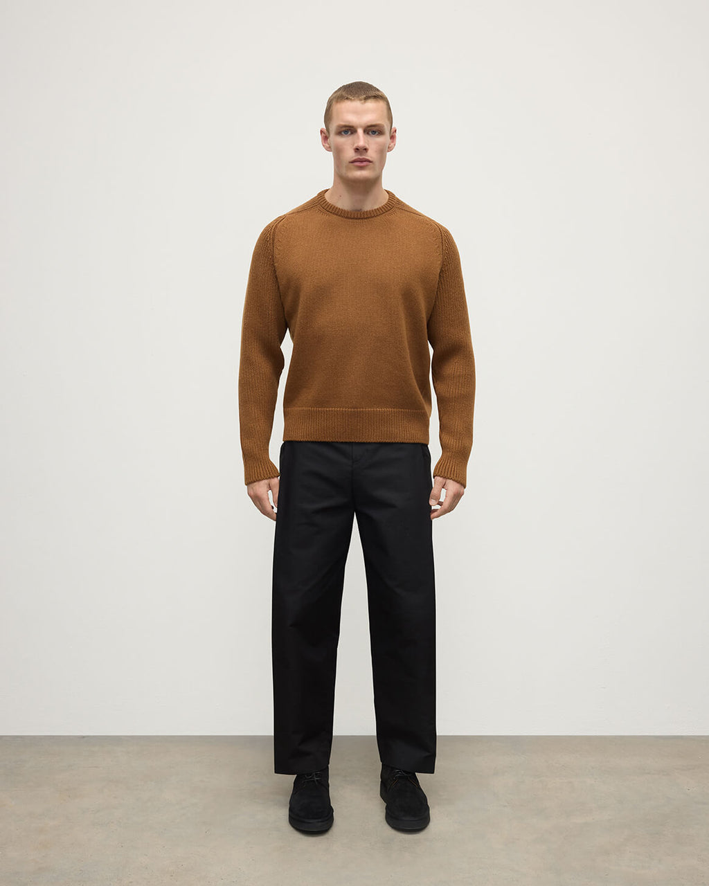 Johnstons of Elgin - Ribbed Dark Camel Cashmere Jumper