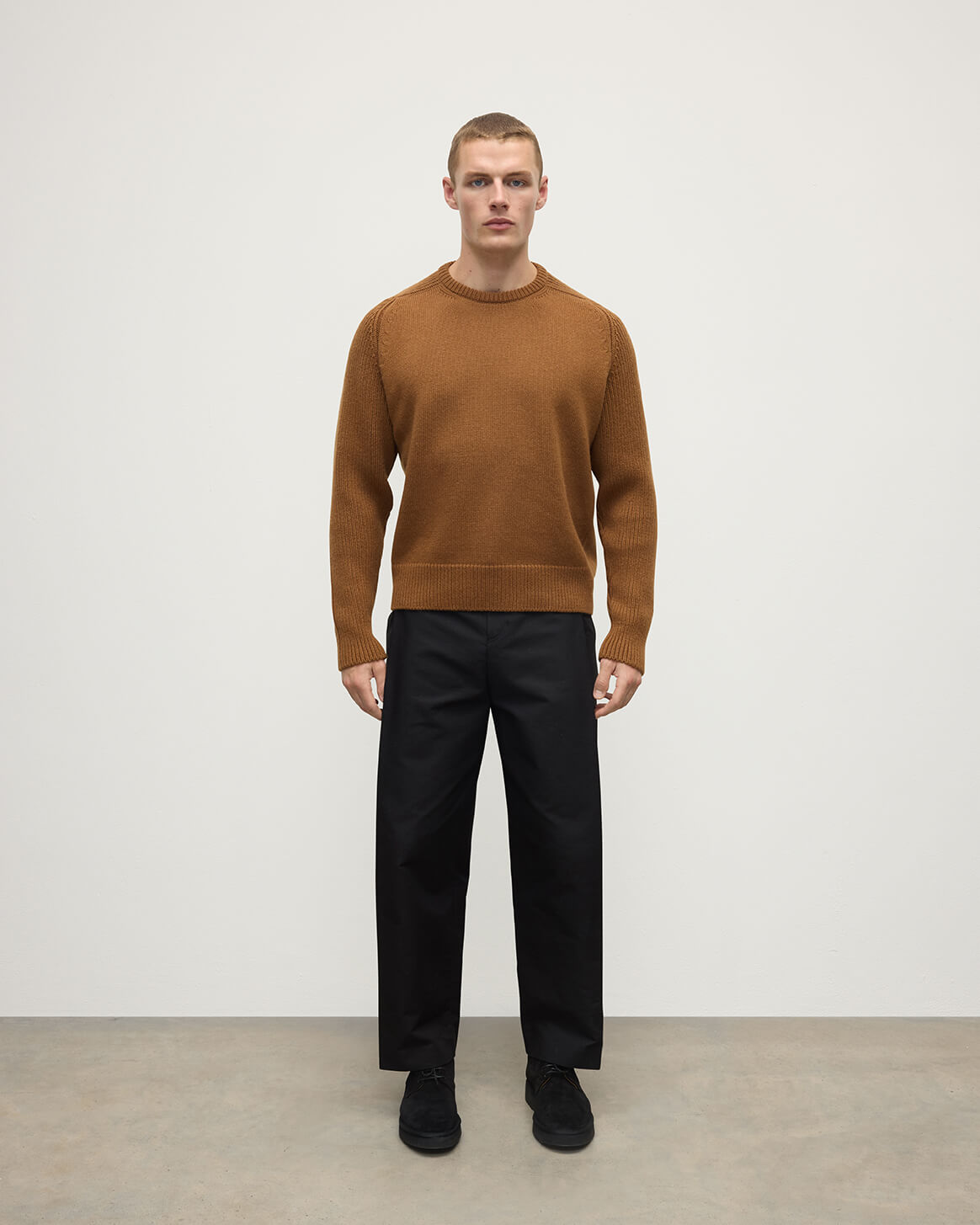 Johnstons of Elgin - Ribbed Dark Camel Cashmere Jumper