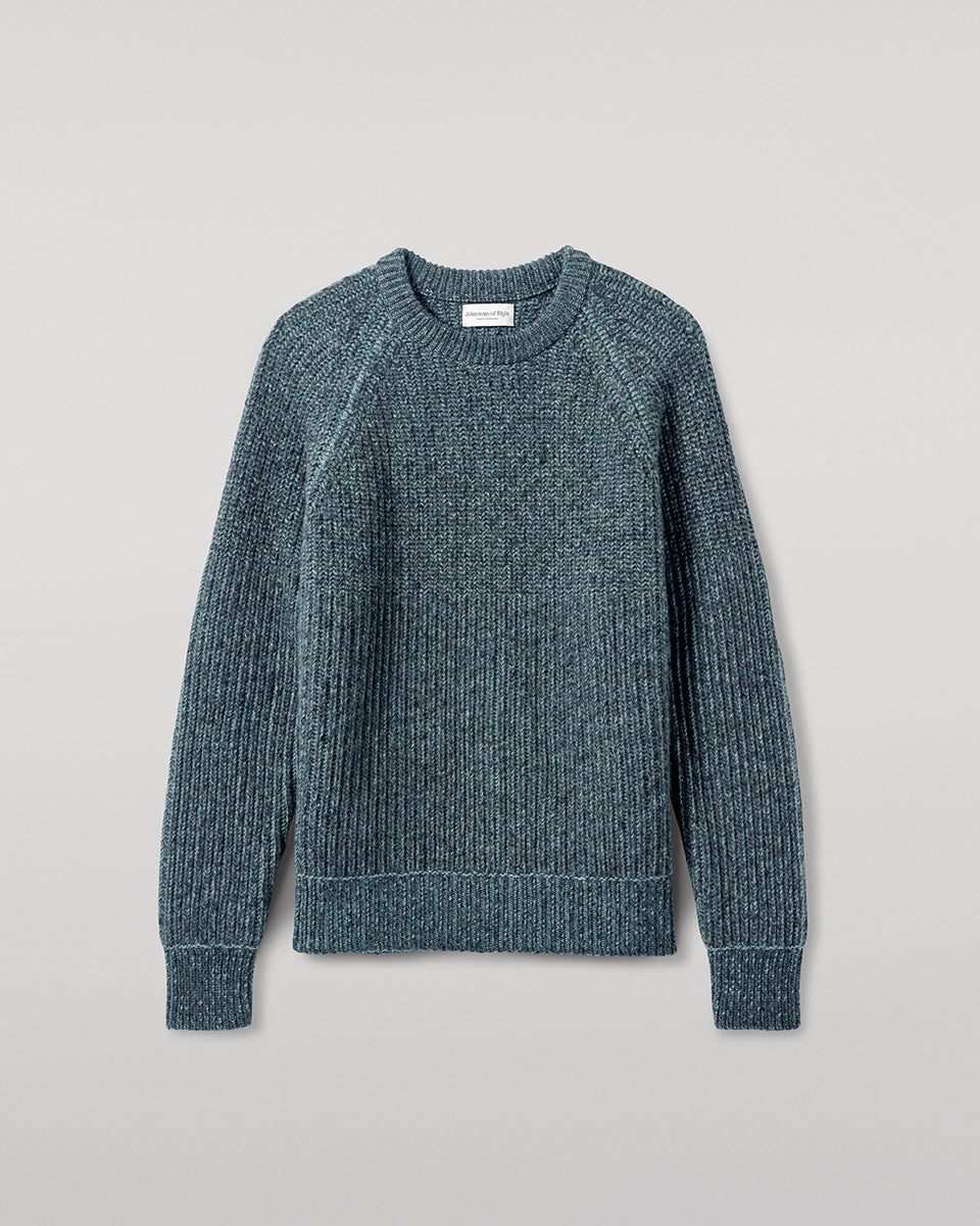 Johnstons of Elgin - Ribbed Donegal Cashmere Blue Jumper