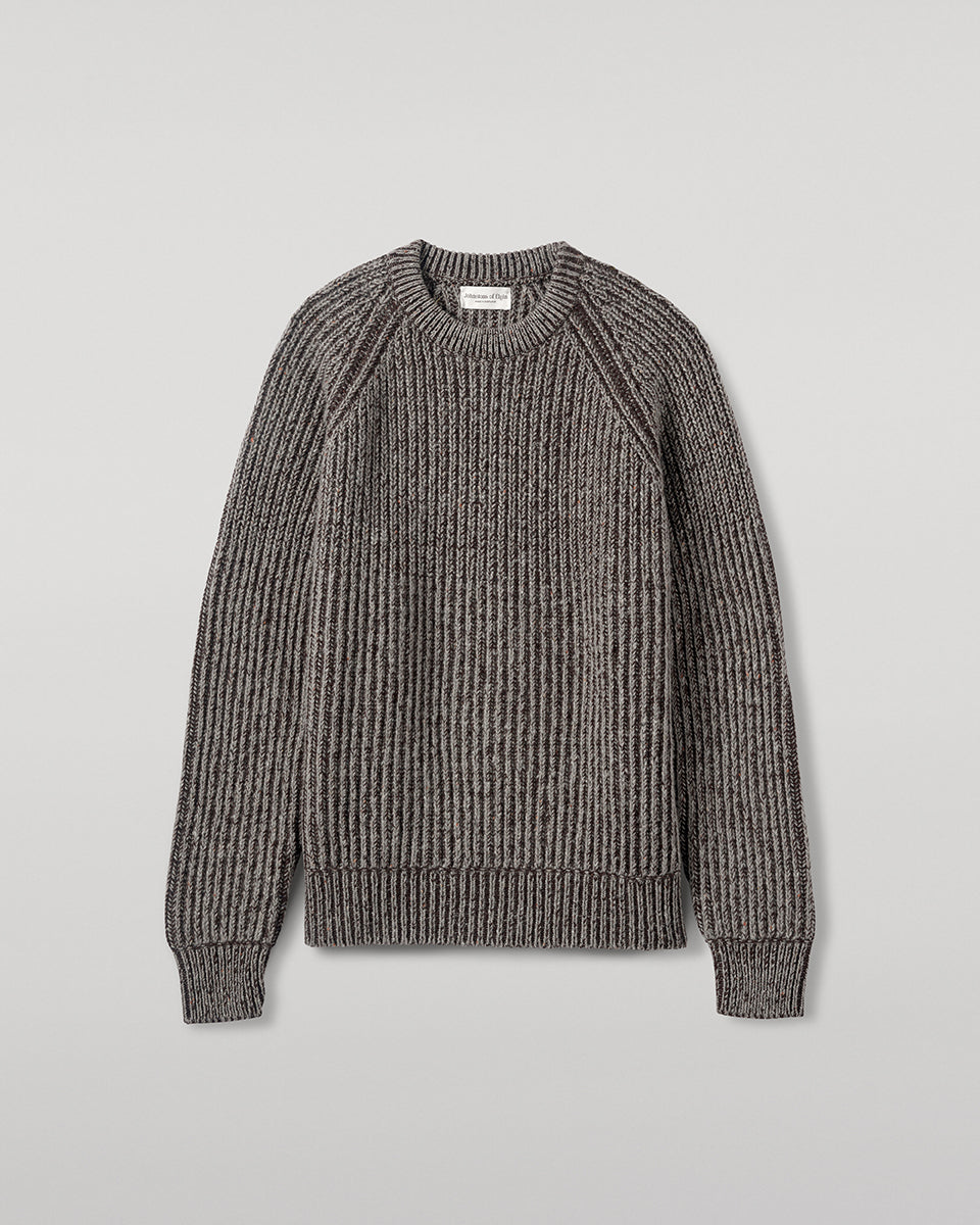 Johnstons of Elgin - Ribbed Donegal Cashmere Grey Jumper