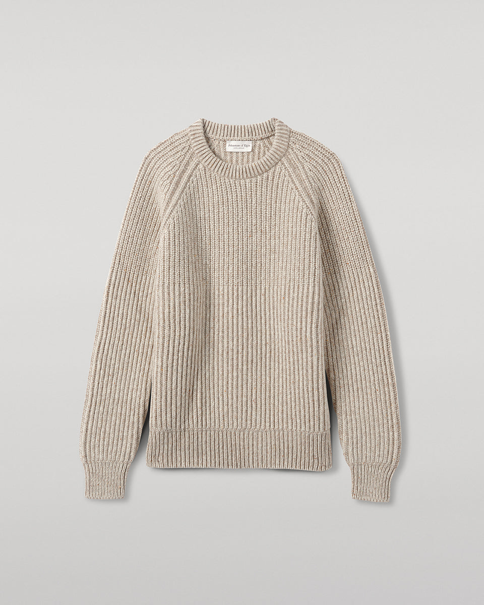 Johnstons of Elgin - Ribbed Donegal Cashmere Cream Jumper