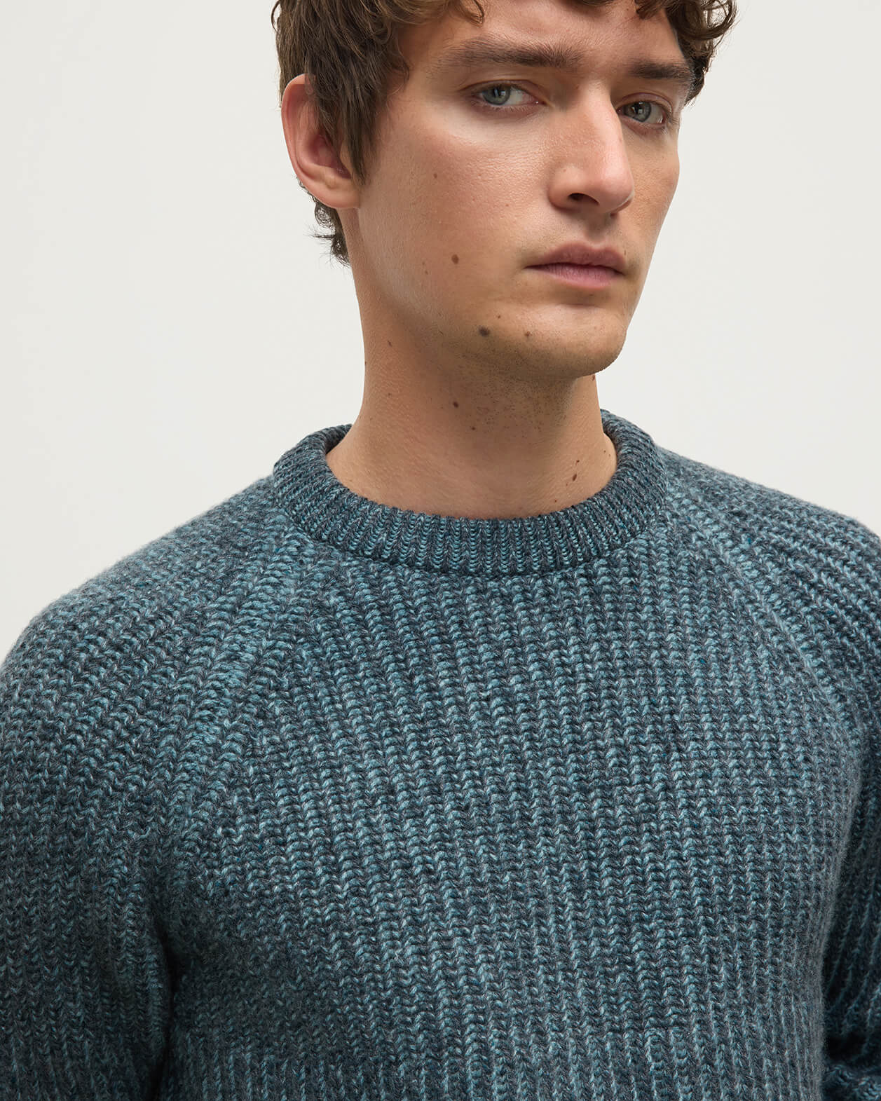 Johnstons of Elgin - Ribbed Donegal Cashmere Blue Jumper