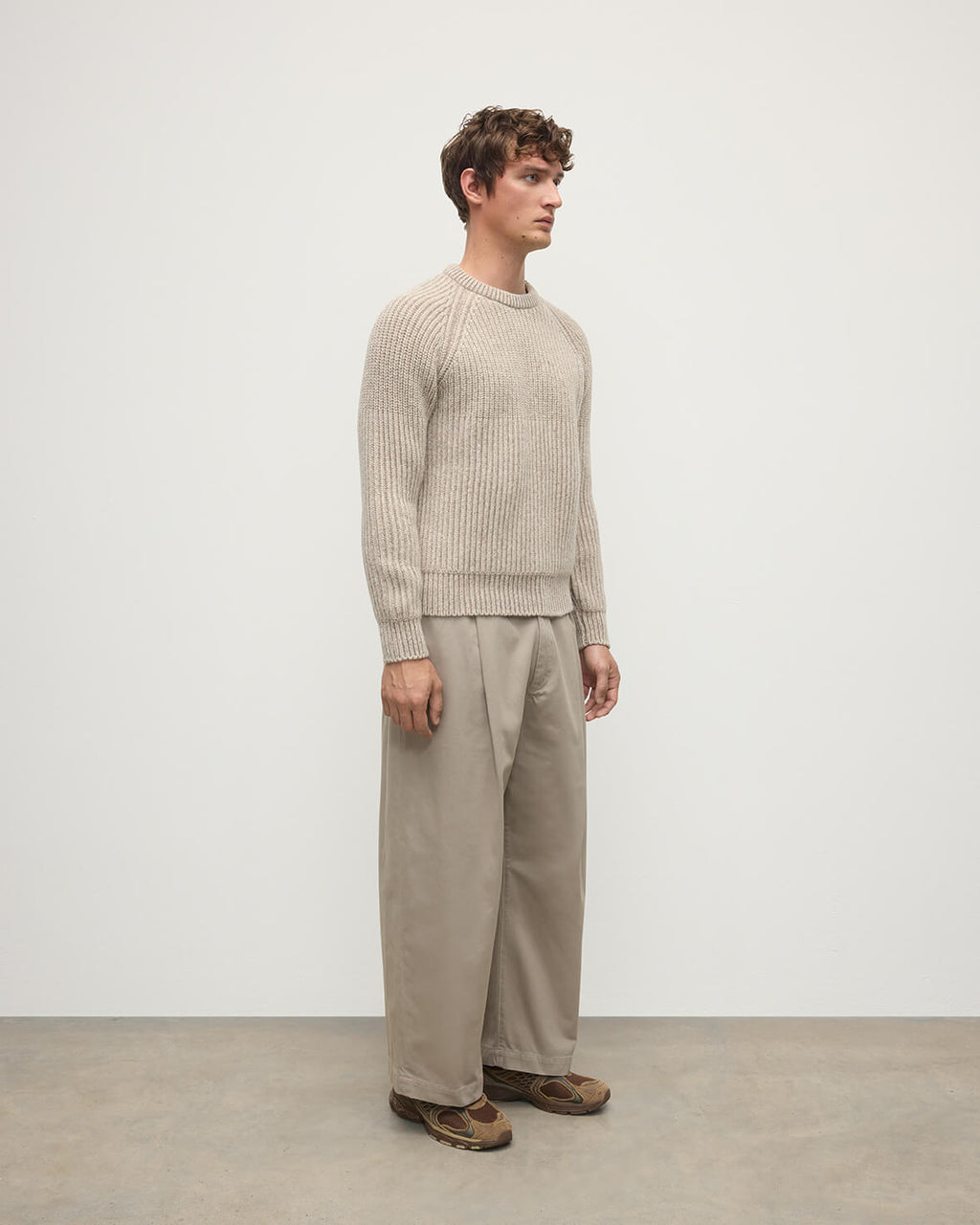 Johnstons of Elgin - Ribbed Donegal Cashmere Cream Jumper