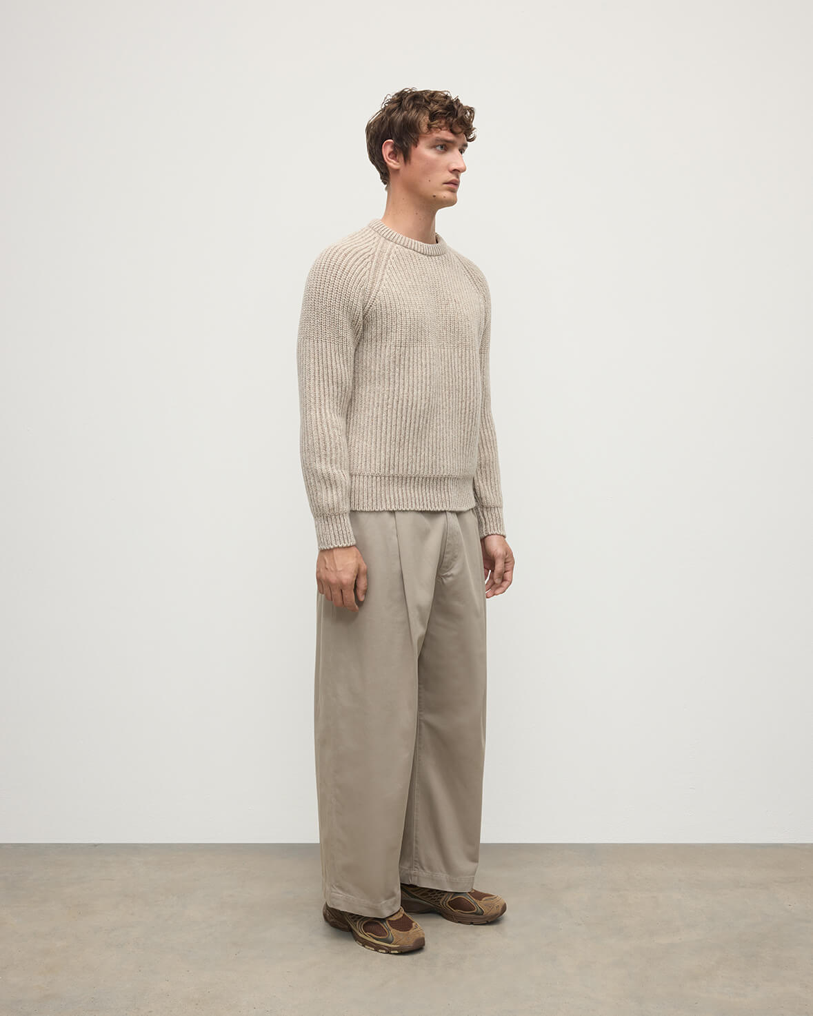 Johnstons of Elgin - Ribbed Donegal Cashmere Cream Jumper