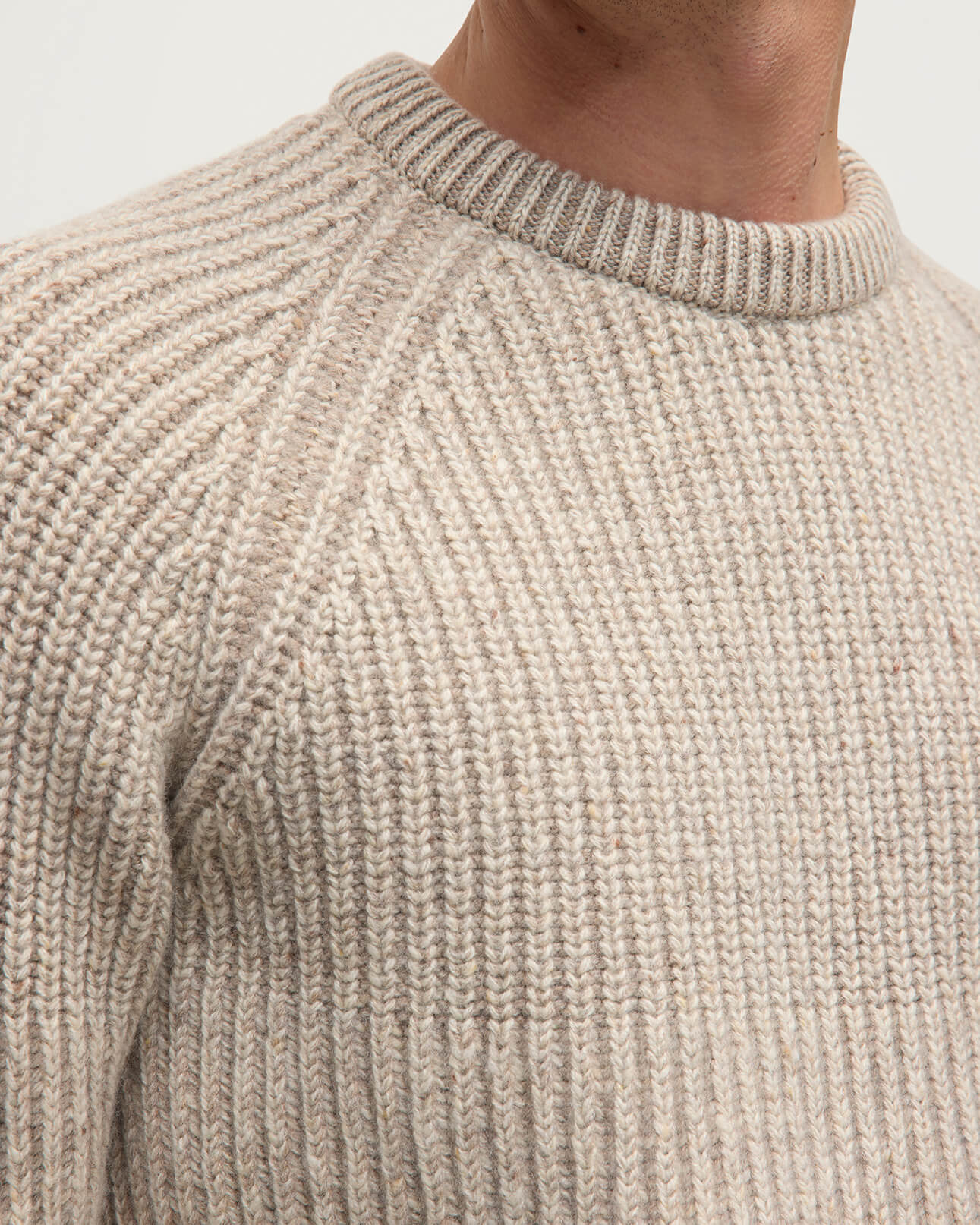 Johnstons of Elgin - Ribbed Donegal Cashmere Cream Jumper