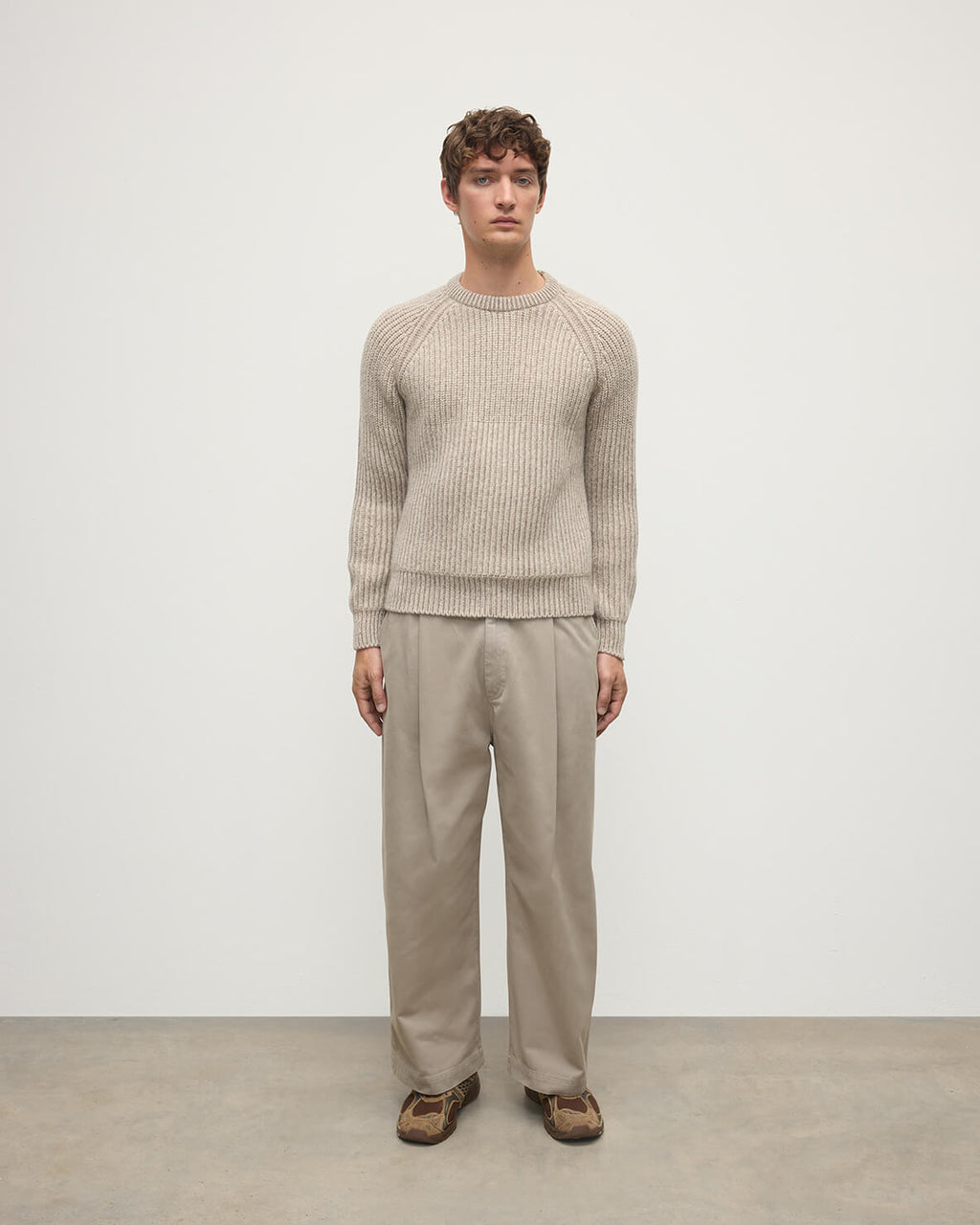 Johnstons of Elgin - Ribbed Donegal Cashmere Cream Jumper