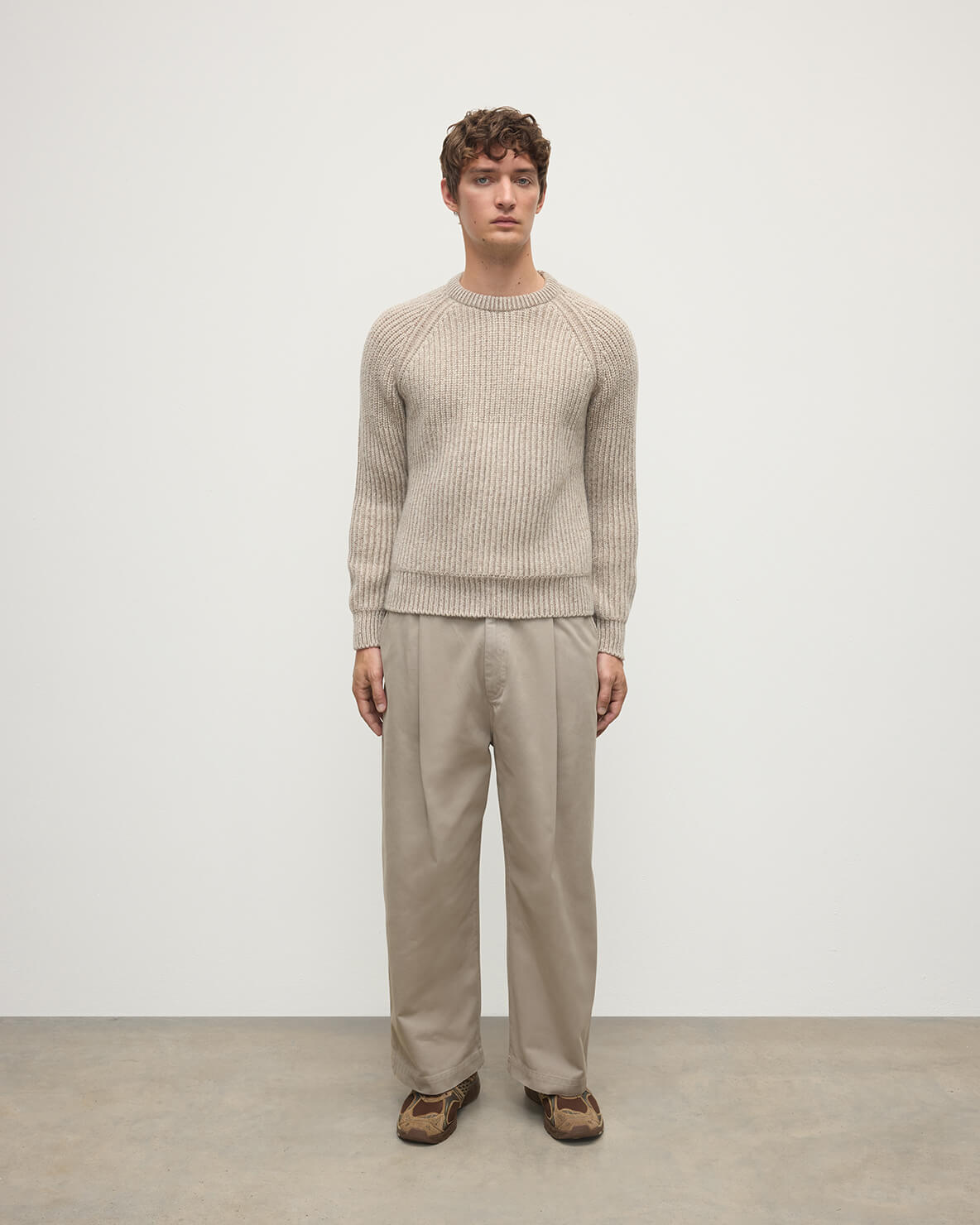 Johnstons of Elgin - Ribbed Donegal Cashmere Cream Jumper