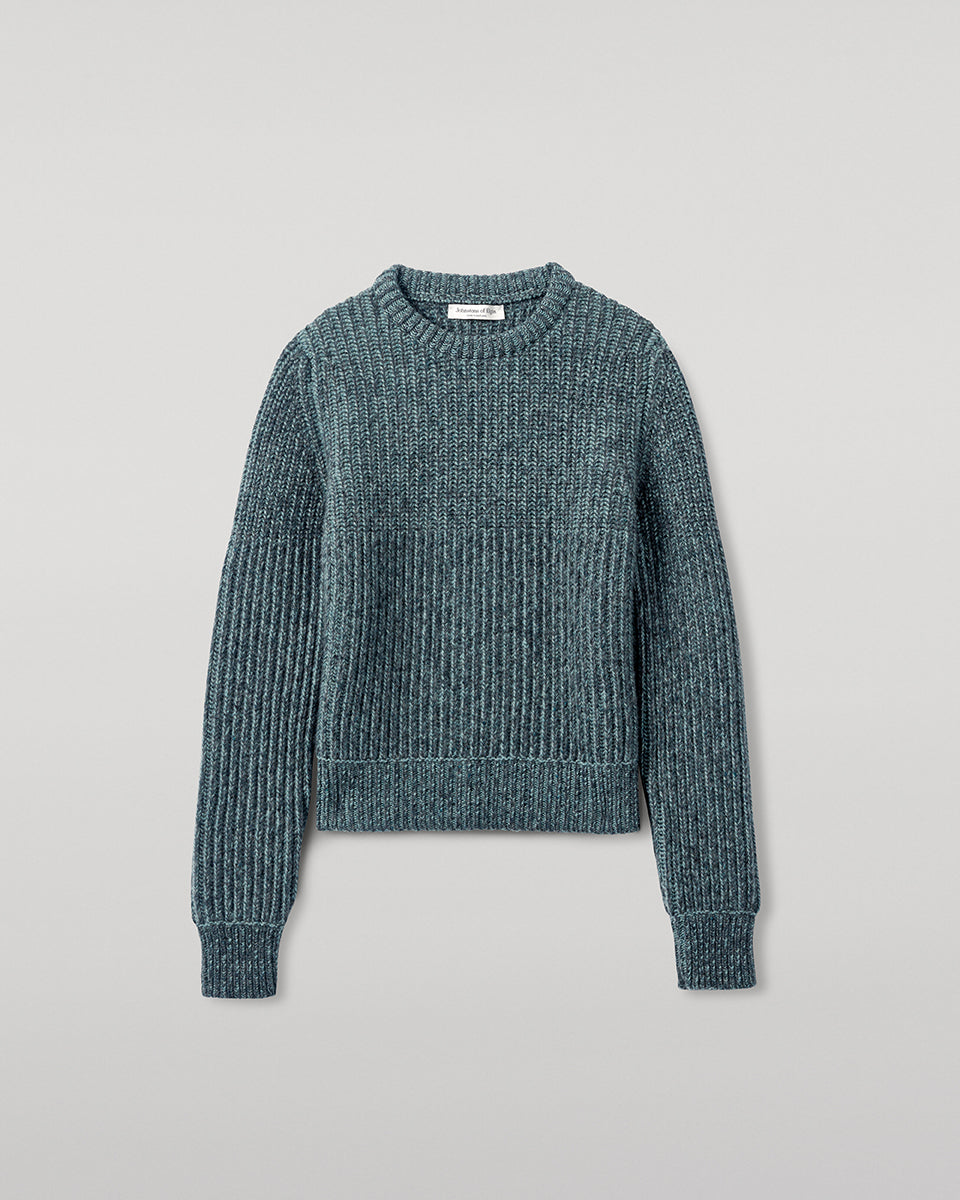 Johnstons of Elgin - High Neck Donegal Cashmere Blue Jumper