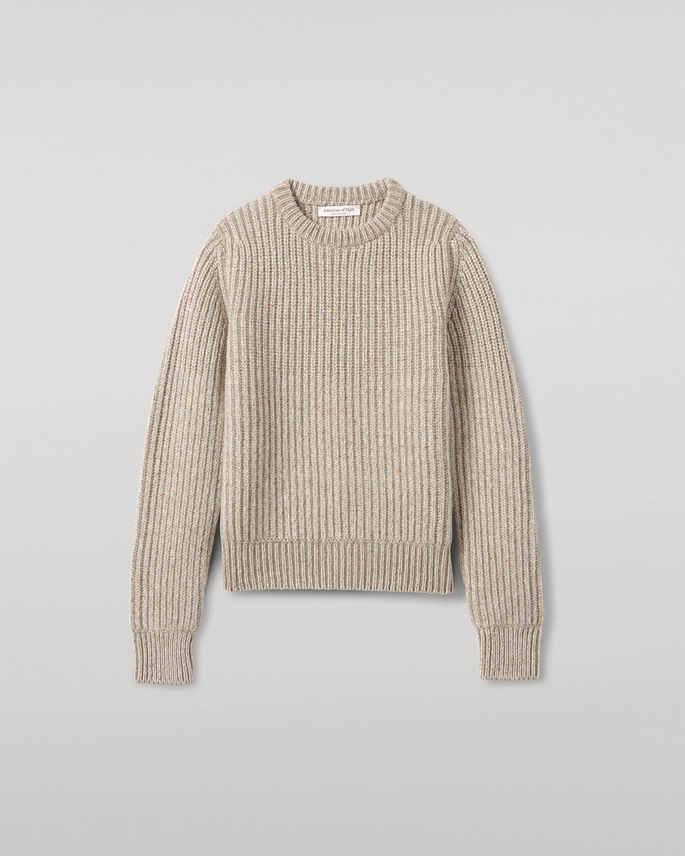 Johnstons of Elgin - High Neck Donegal Cashmere Cream Jumper