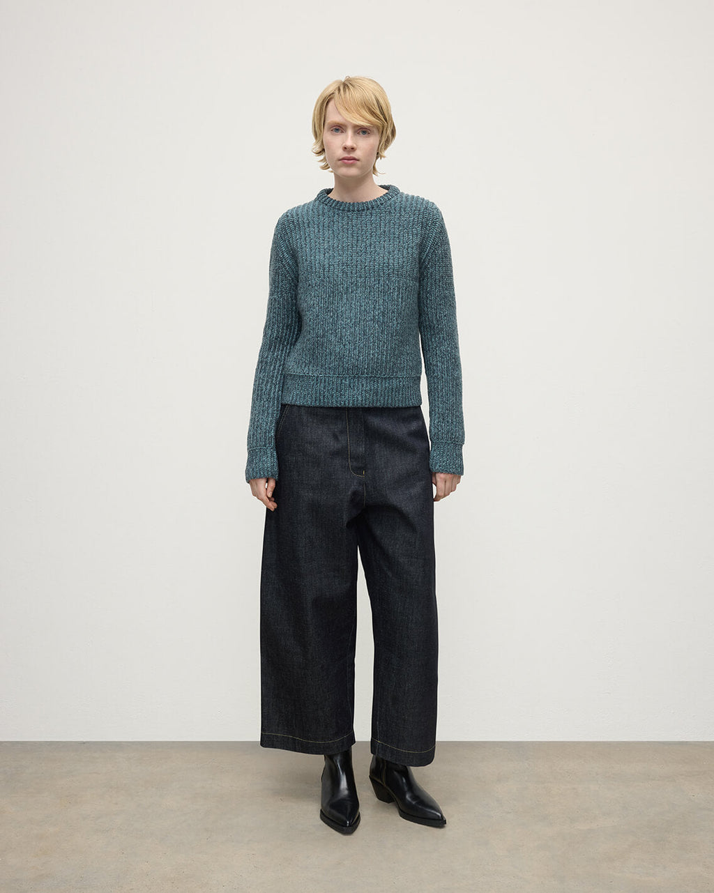 Johnstons of Elgin - High Neck Donegal Cashmere Blue Jumper