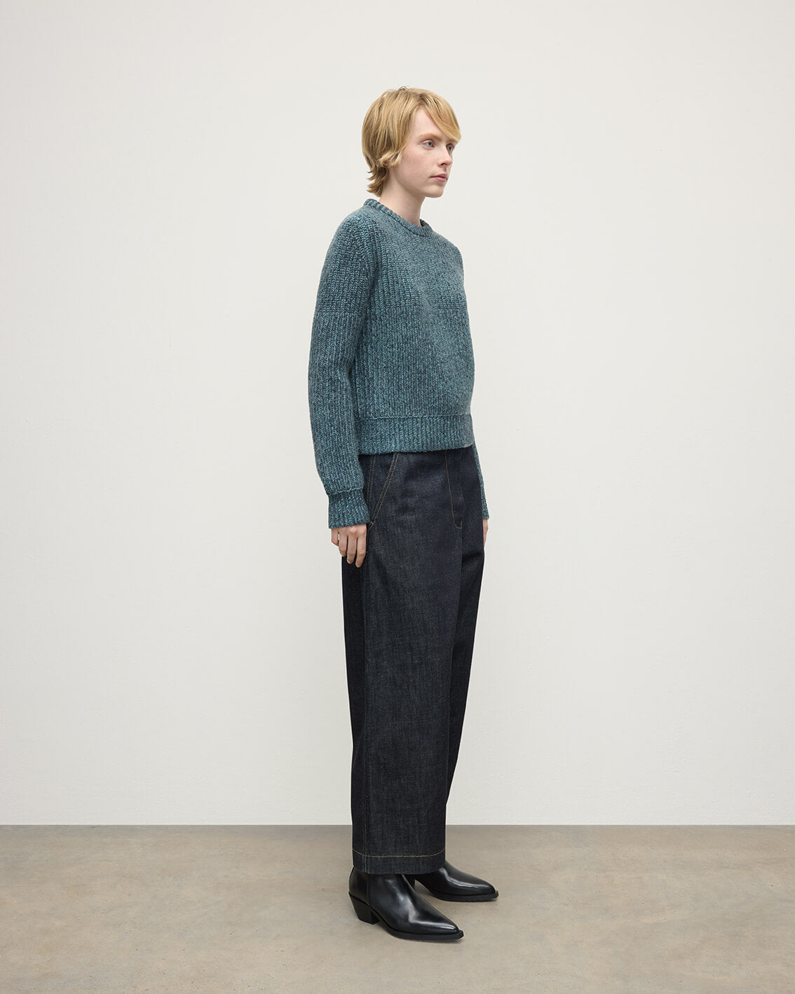 Johnstons of Elgin - High Neck Donegal Cashmere Blue Jumper