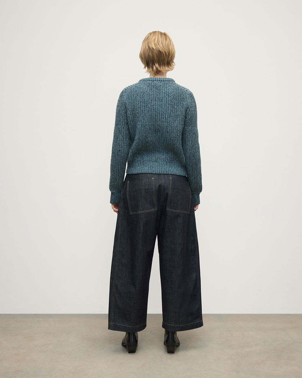 Johnstons of Elgin - High Neck Donegal Cashmere Blue Jumper