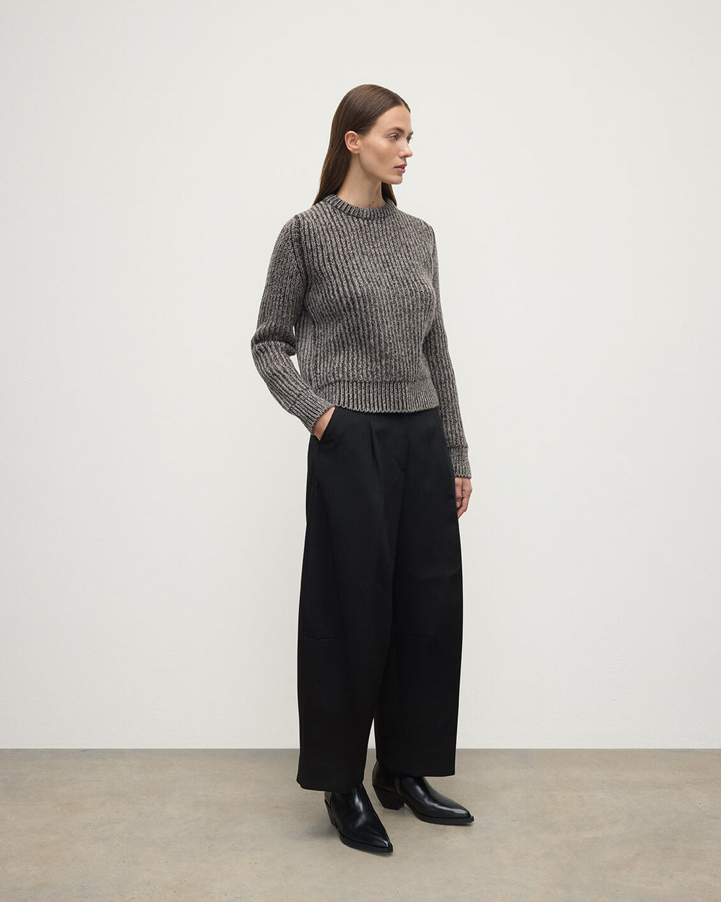 Johnstons of Elgin - High Neck Donegal Cashmere Brown Jumper