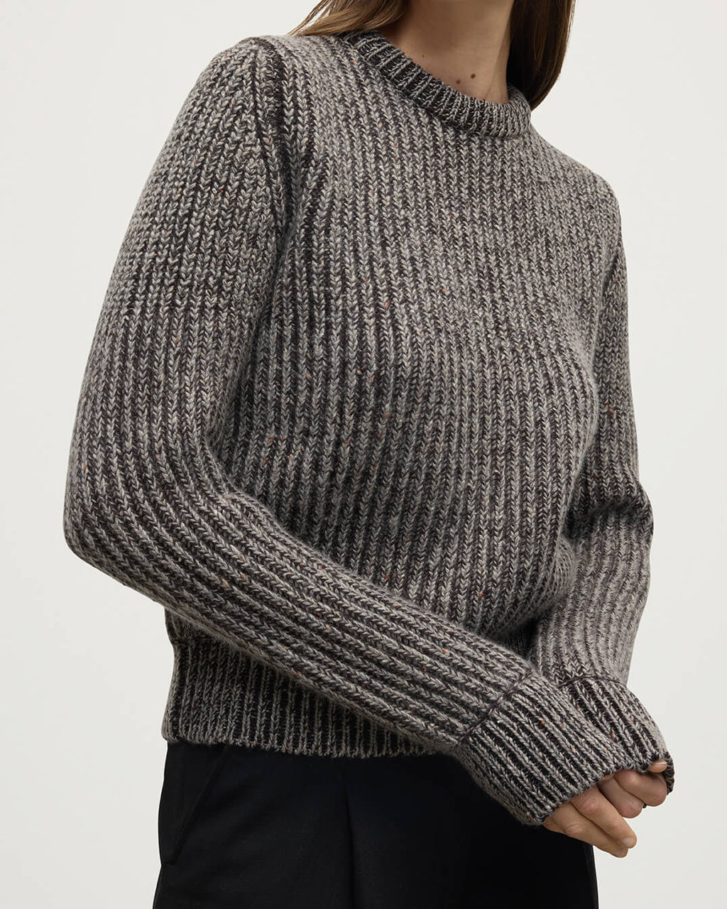Johnstons of Elgin - High Neck Donegal Cashmere Brown Jumper